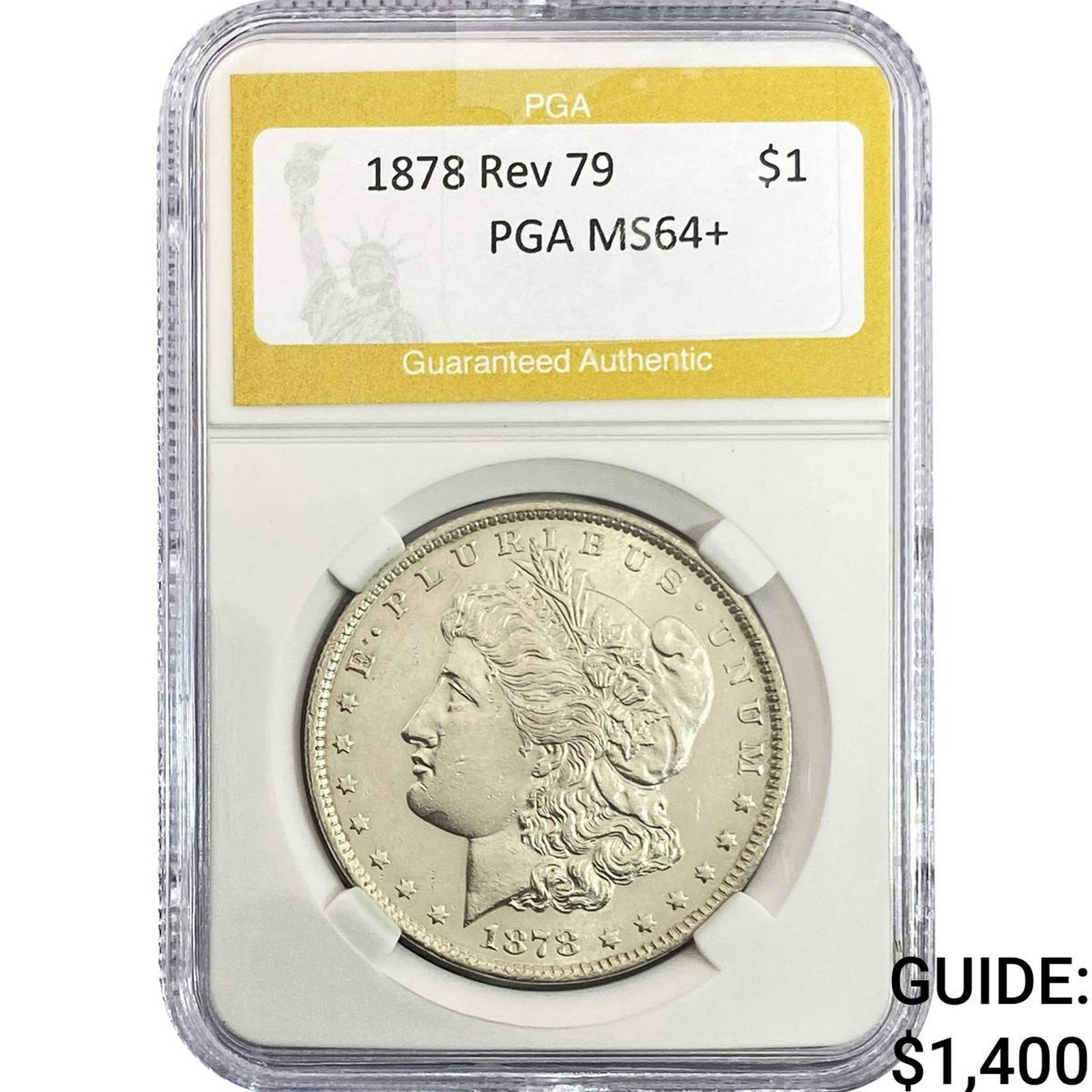 1878 Rev 79 Morgan Silver Dollar PGA MS64+: 1878 Rev 79 Morgan Silver Dollar PGA MS64+