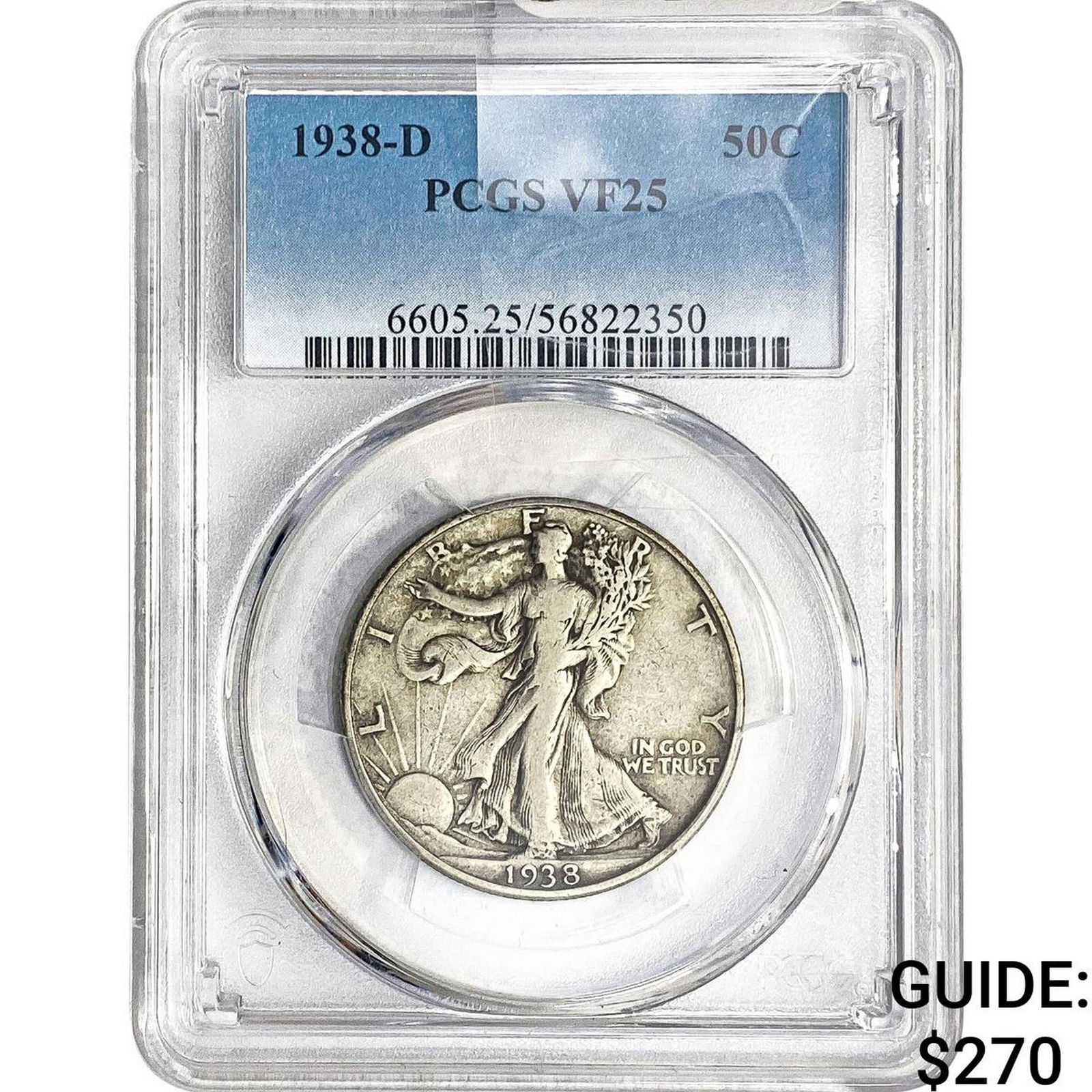 1938-D Walking Liberty Half Dollar PCGS VF25 Key: 1938-D Walking Liberty Half Dollar PCGS VF25 Key