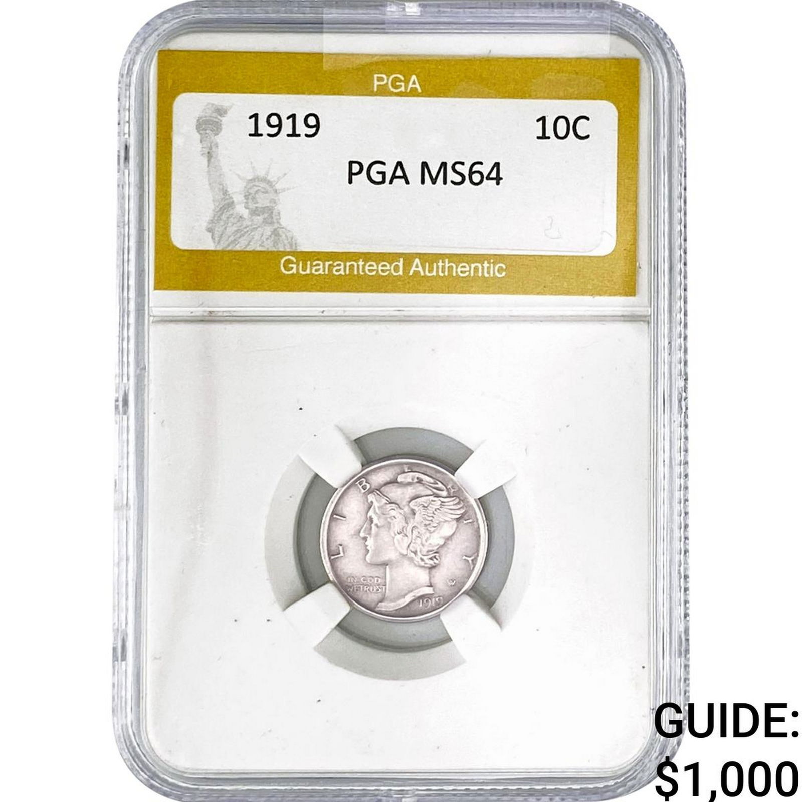 1919 Mercury Silver Dime PGA MS64: 1919 Mercury Silver Dime PGA MS64