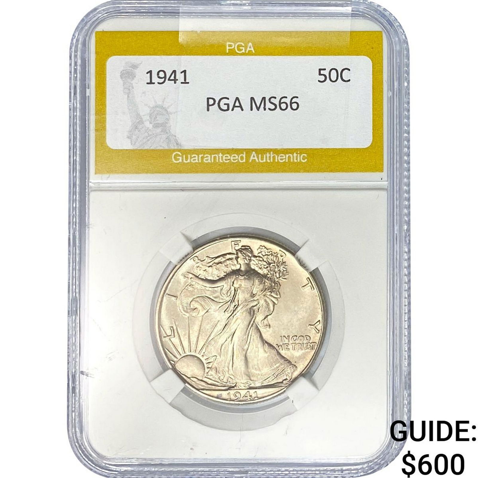 1941 Walking Liberty Half Dollar PGA MS66: 1941 Walking Liberty Half Dollar PGA MS66