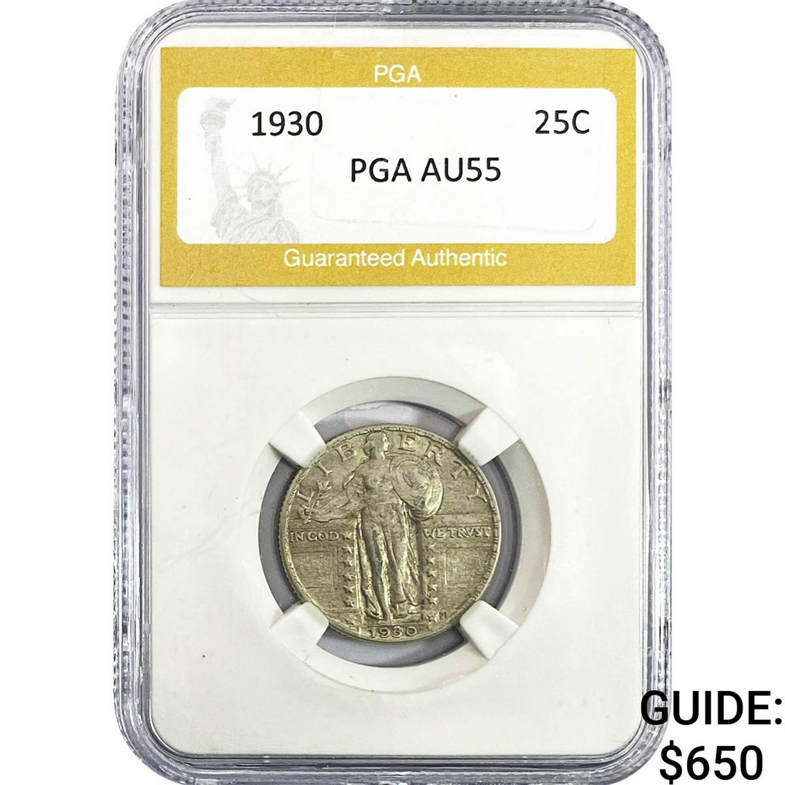 1930 Standing Liberty Quarter PGA AU55: 1930 Standing Liberty Quarter PGA AU55