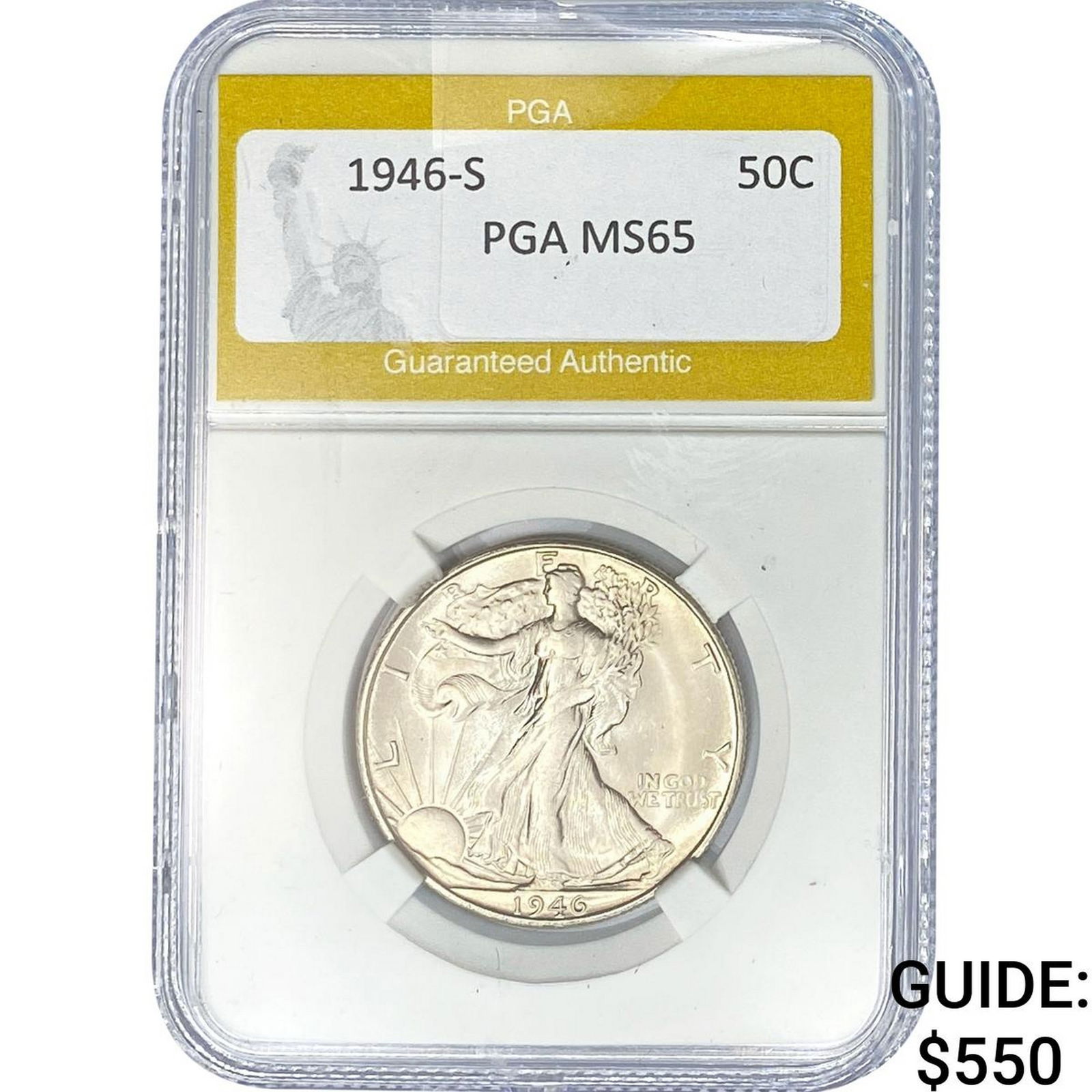1946-S Walking Liberty Half Dollar PGA MS65: 1946-S Walking Liberty Half Dollar PGA MS65