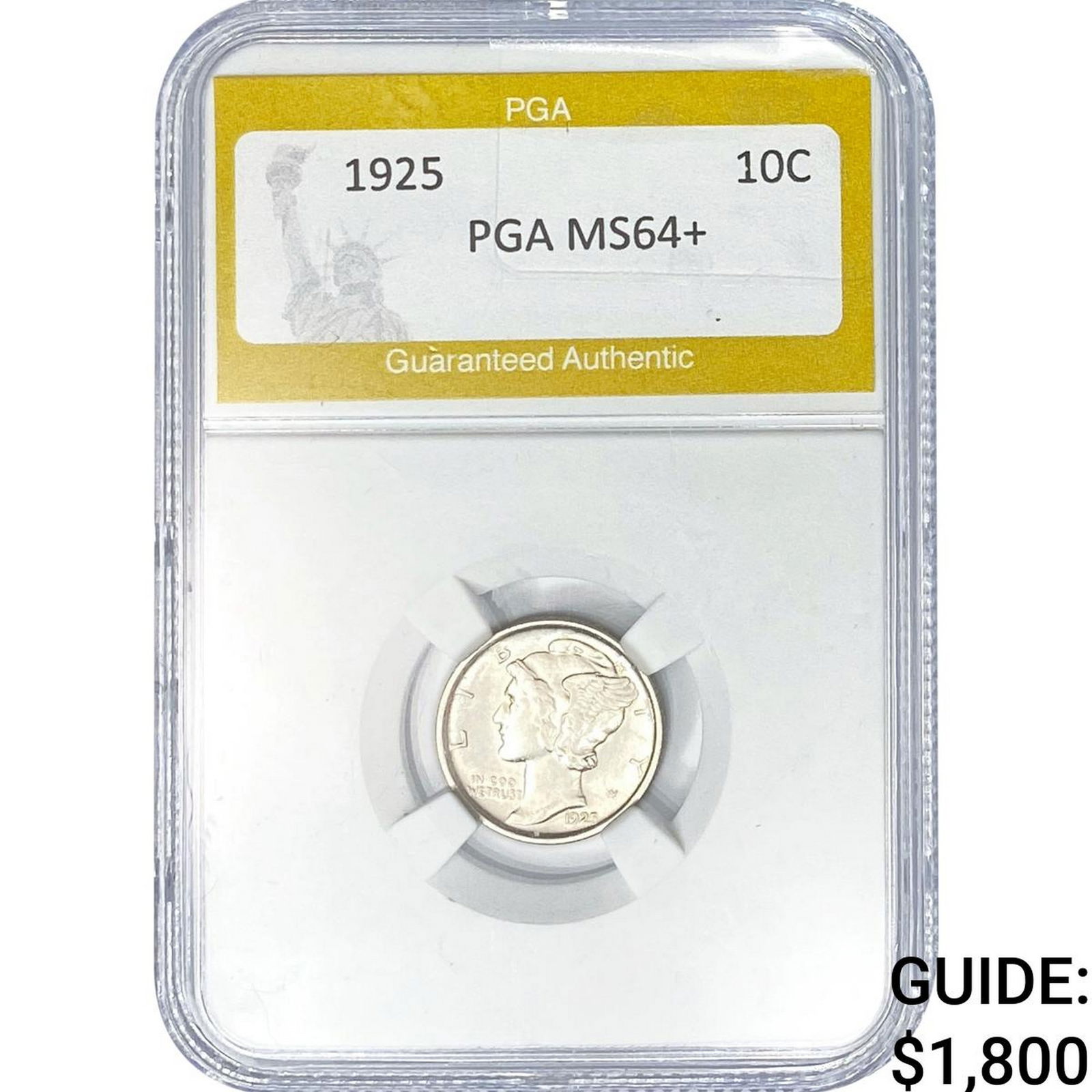 1925 Mercury Silver Dime PGA MS64+: 1925 Mercury Silver Dime PGA MS64+