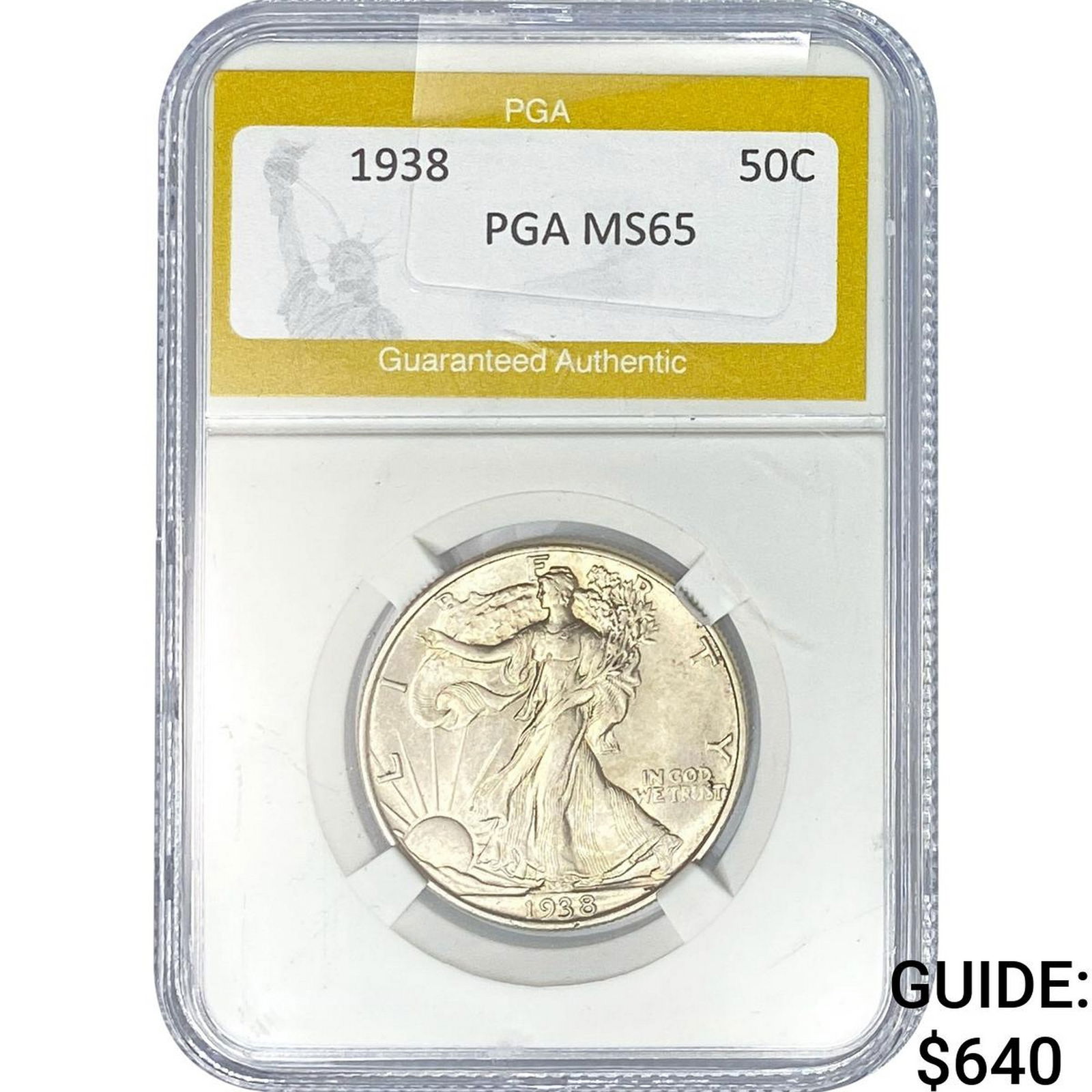 1938 Walking Liberty Half Dollar PGA MS65: 1938 Walking Liberty Half Dollar PGA MS65