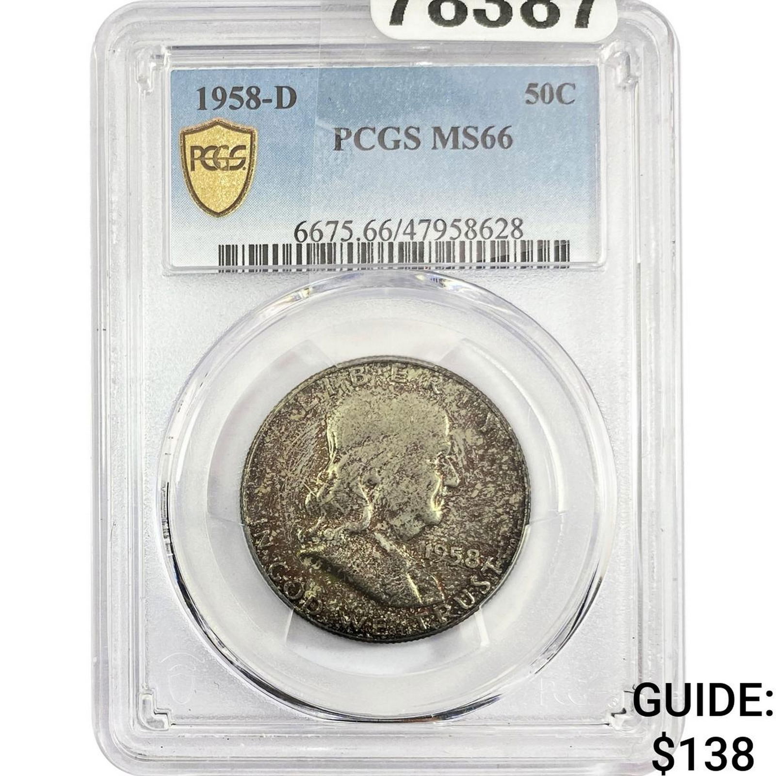 1958-D Franklin Half Dollar PCGS MS66: 1958-D Franklin Half Dollar PCGS MS66