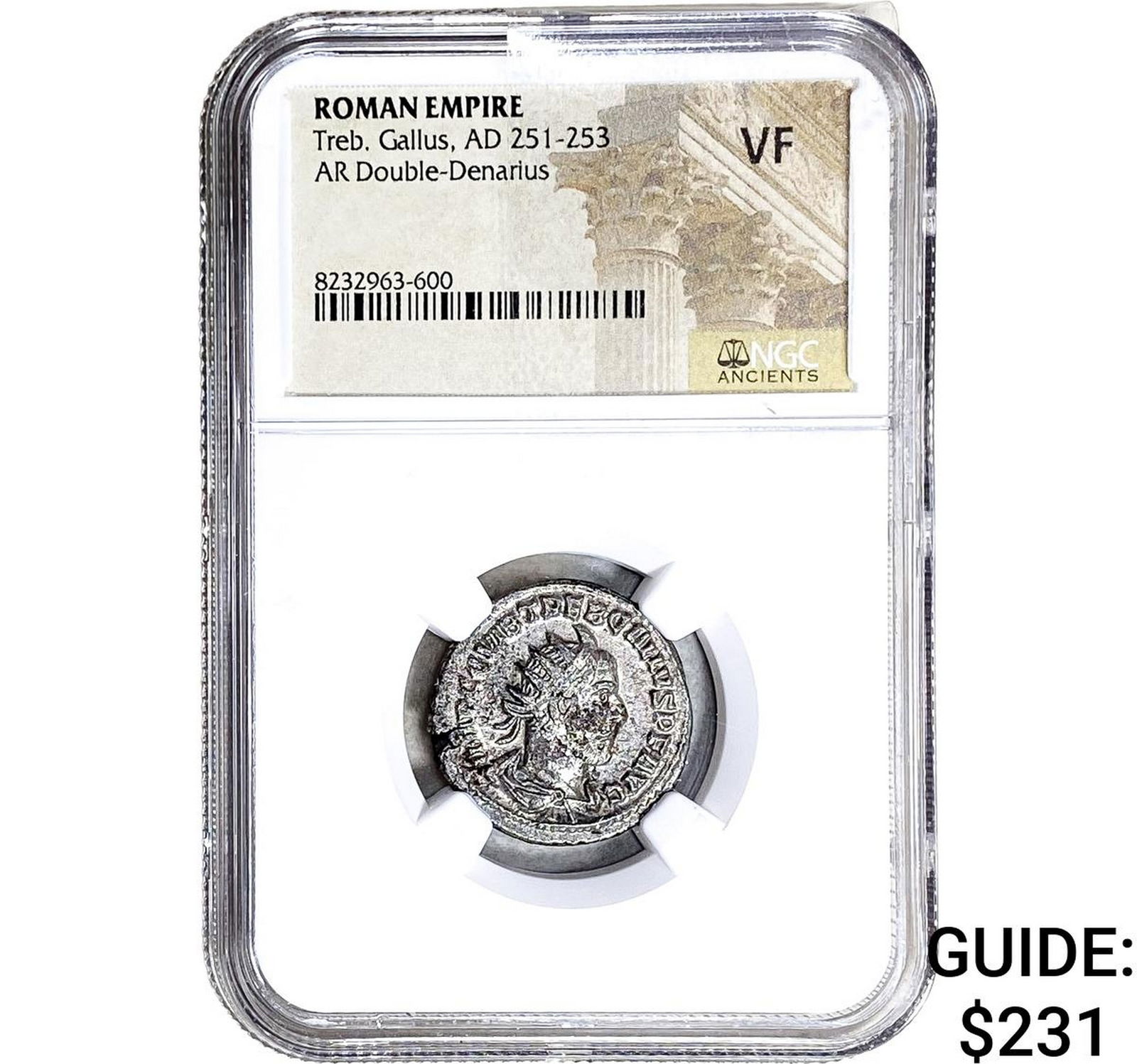 Roman Treb. Gallus AD 251-253 Silver Dbl-Denarius NGC VF: Roman Treb. Gallus AD 251-253 Silver Dbl-Denarius NGC VF