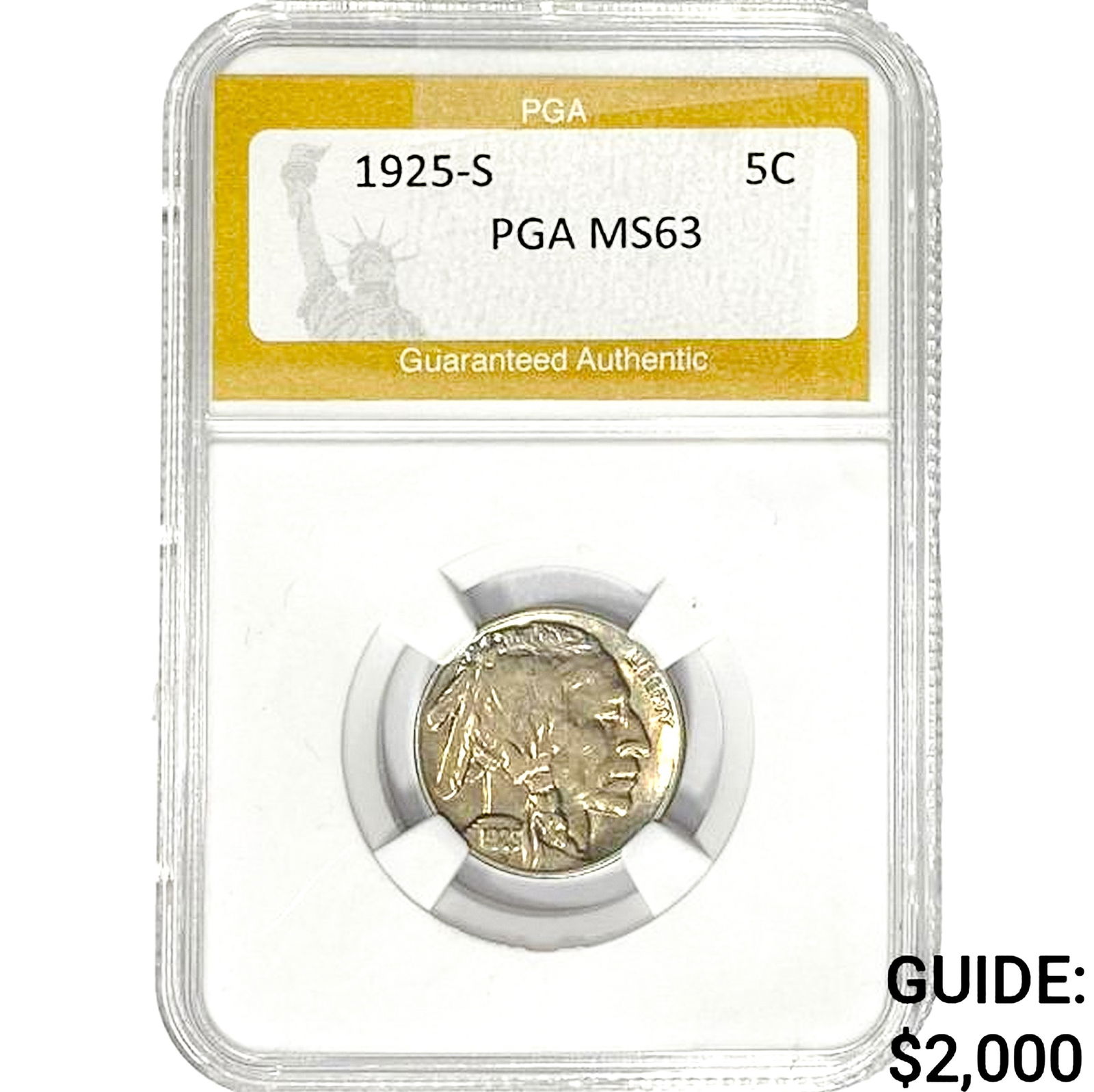 1925-S Buffalo Nickel PGA MS63: 1925-S Buffalo Nickel PGA MS63
