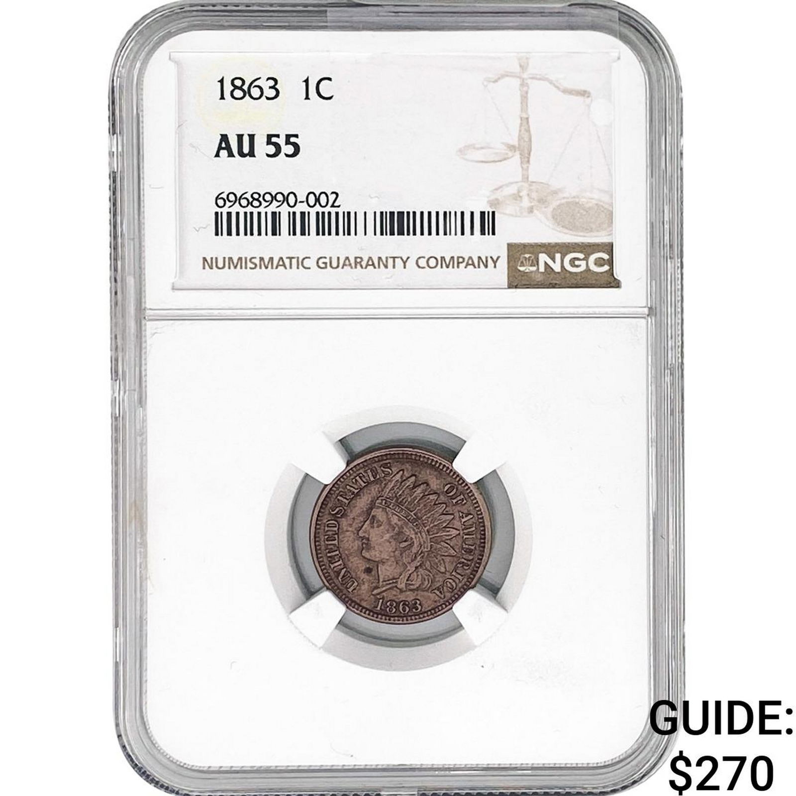1863 Indian Head Cent NGC AU55 (1 of 2)