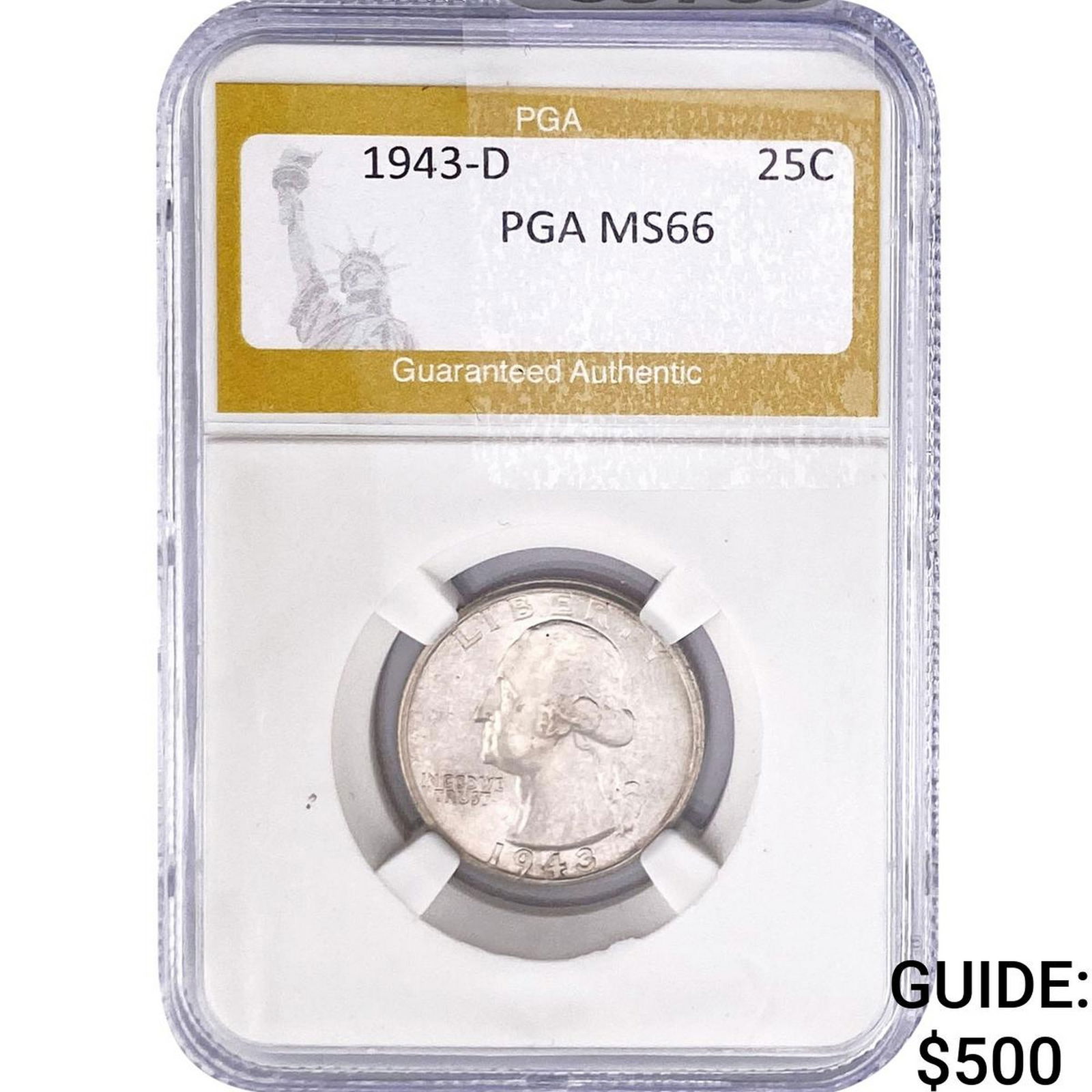 1943-D Washington Silver Quarter PGA MS66: 1943-D Washington Silver Quarter PGA MS66