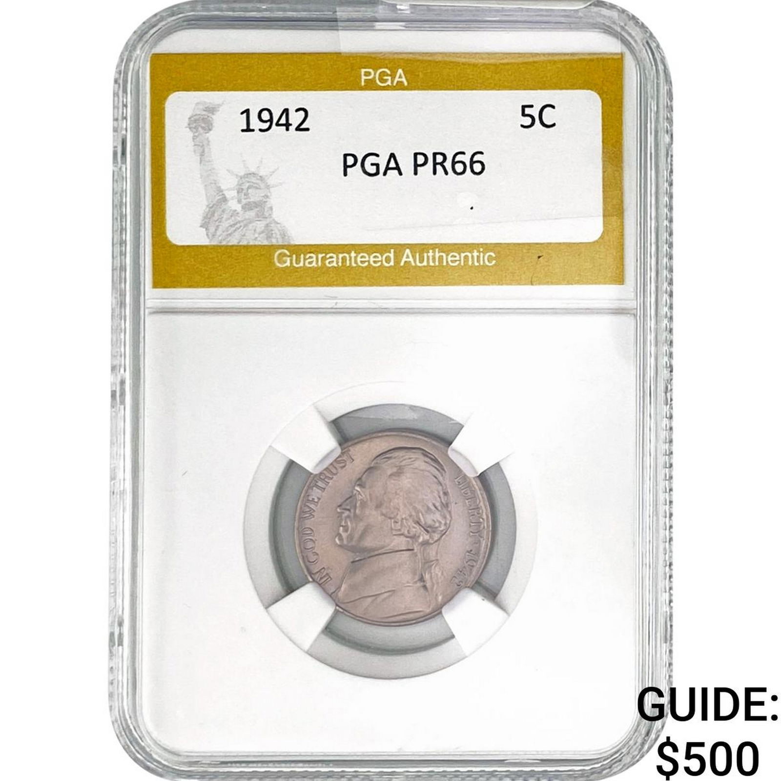 1942 Jefferson Nickel PGA PR66: 1942 Jefferson Nickel PGA PR66