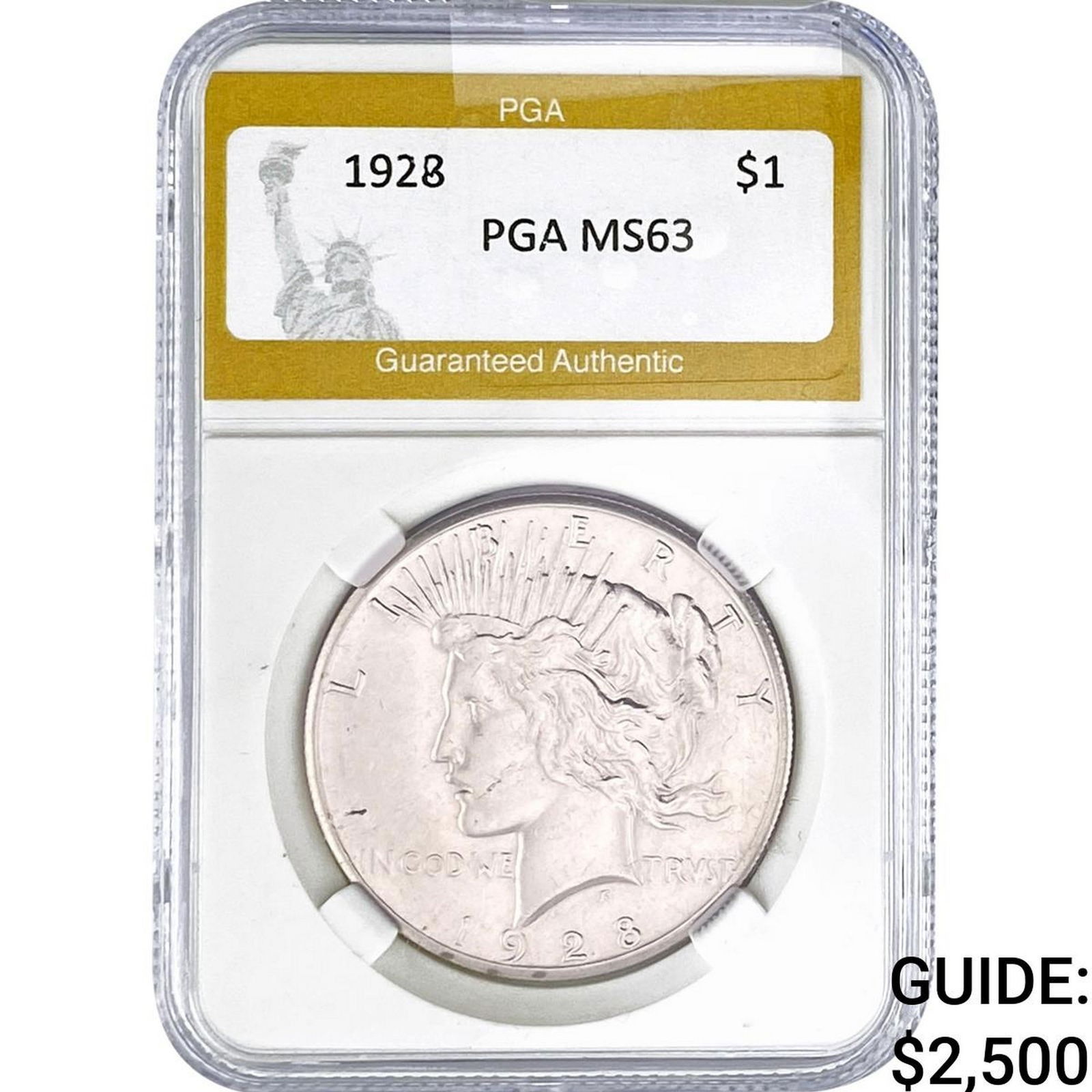 1928 Silver Peace Dollar PGA MS63: 1928 Silver Peace Dollar PGA MS63