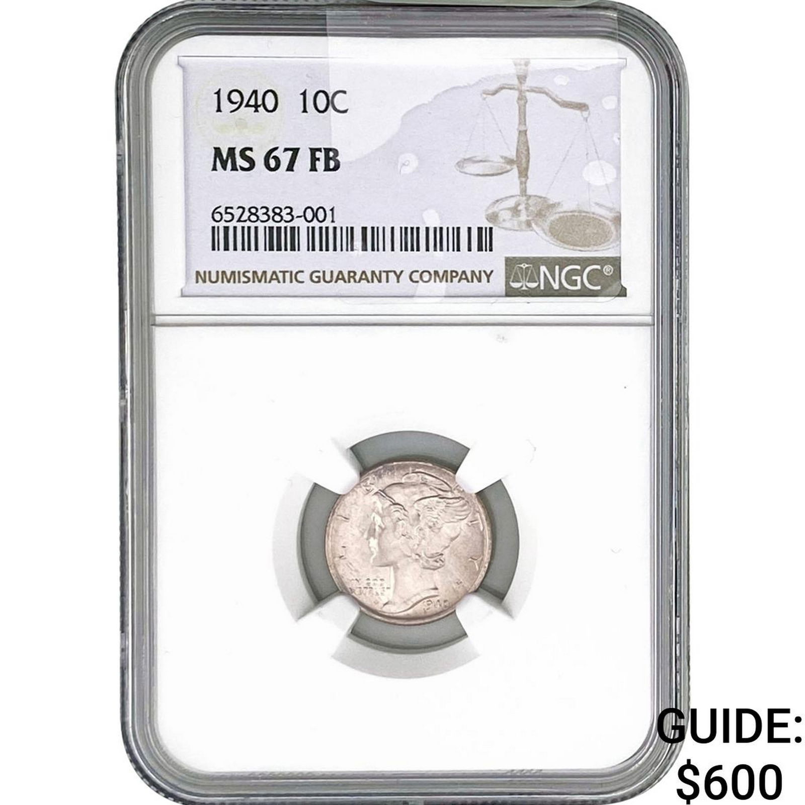 1940 Mercury Silver Dime NGC MS67 FB: 1940 Mercury Silver Dime NGC MS67 FB