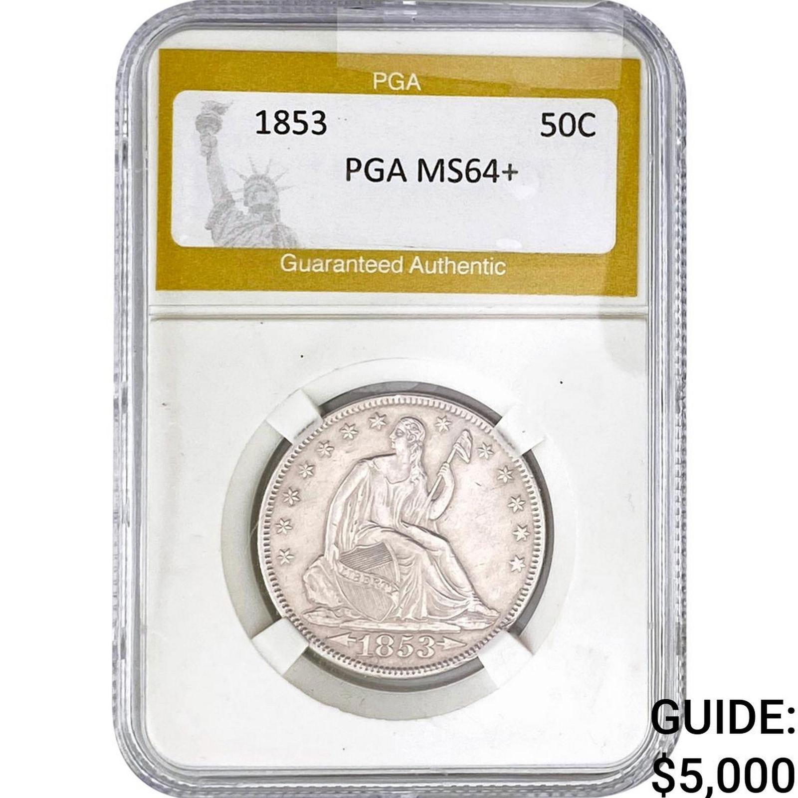 1853 Seated Liberty Half Dollar PGA MS64+ (1 of 2)