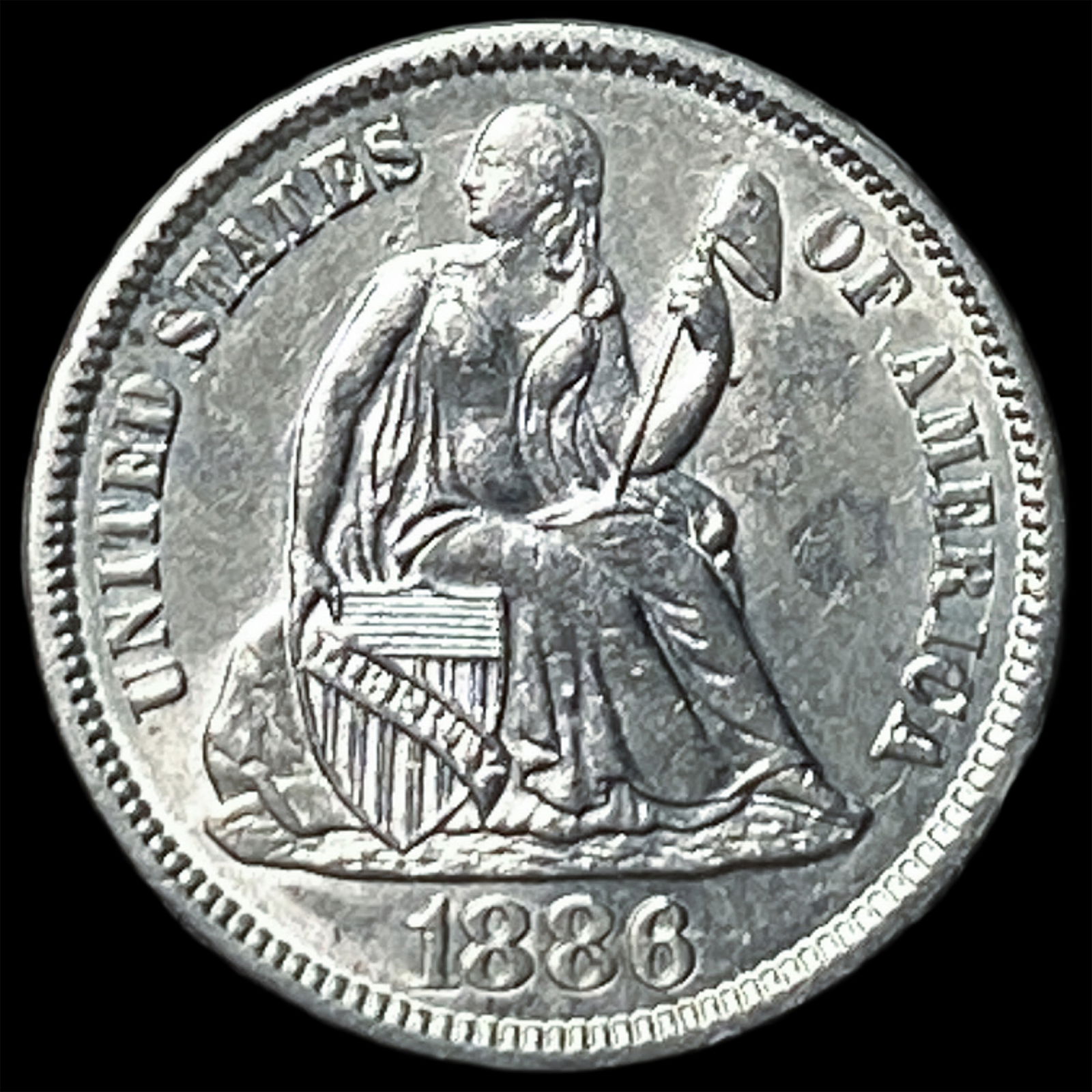 1886 Silver Seated Liberty Dime UNCIRCULATED: 1886 Silver Seated Liberty Dime UNCIRCULATED