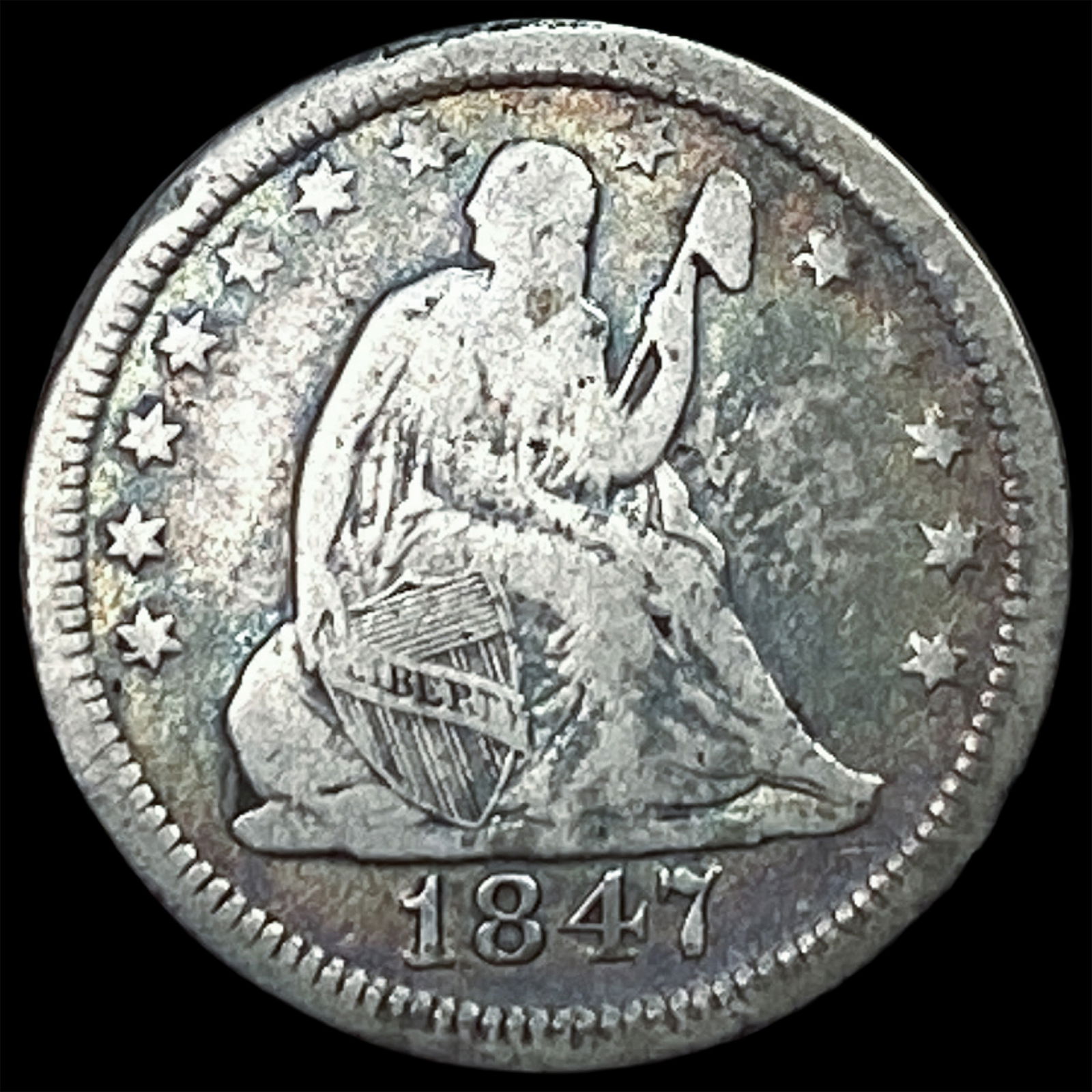 1847-O Silver Seated Liberty Quarter NICELY CIRCULATED: 1847-O Silver Seated Liberty Quarter NICELY CIRCULATED