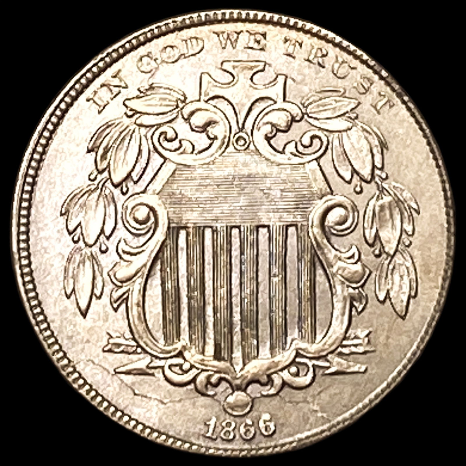 1866 Shield Nickel CLOSELY UNCIRCULATED (1 of 2)