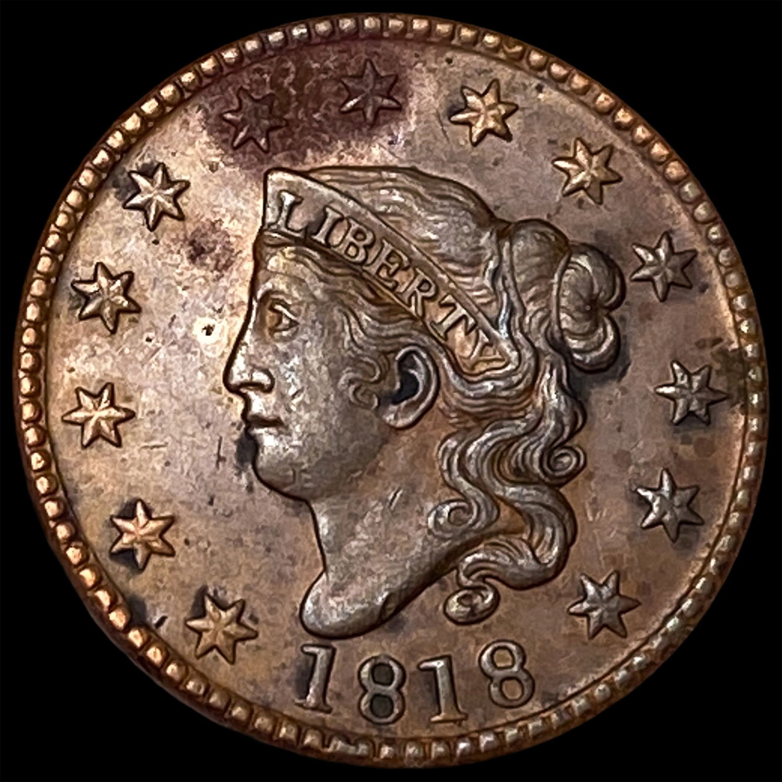 1818 Coronet Head Large Cent CLOSELY UNCIRCULATED (1 of 2)
