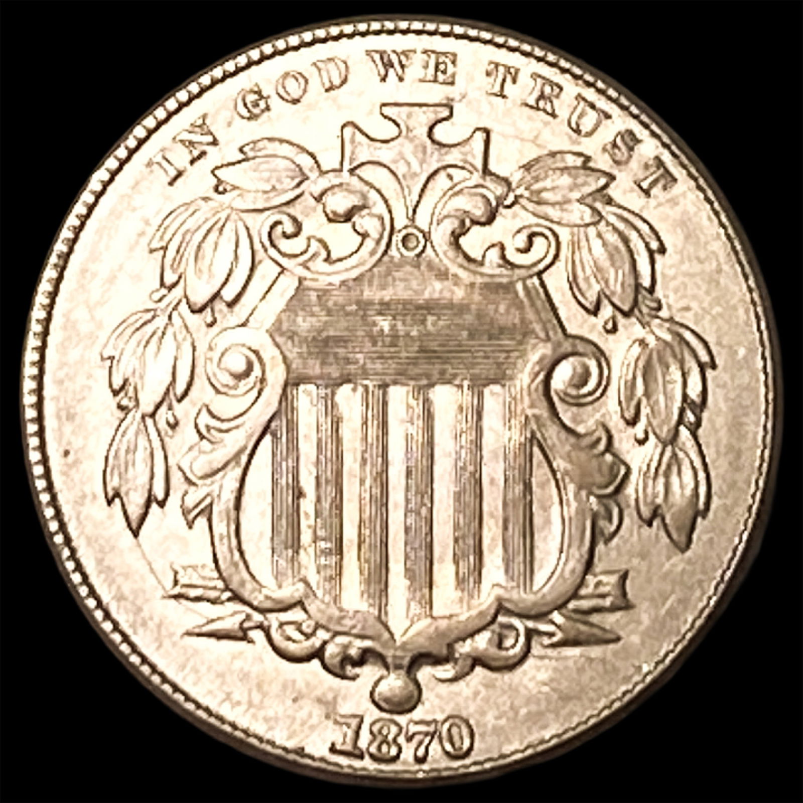 1870 Shield Nickel CLOSELY UNCIRCULATED (1 of 2)