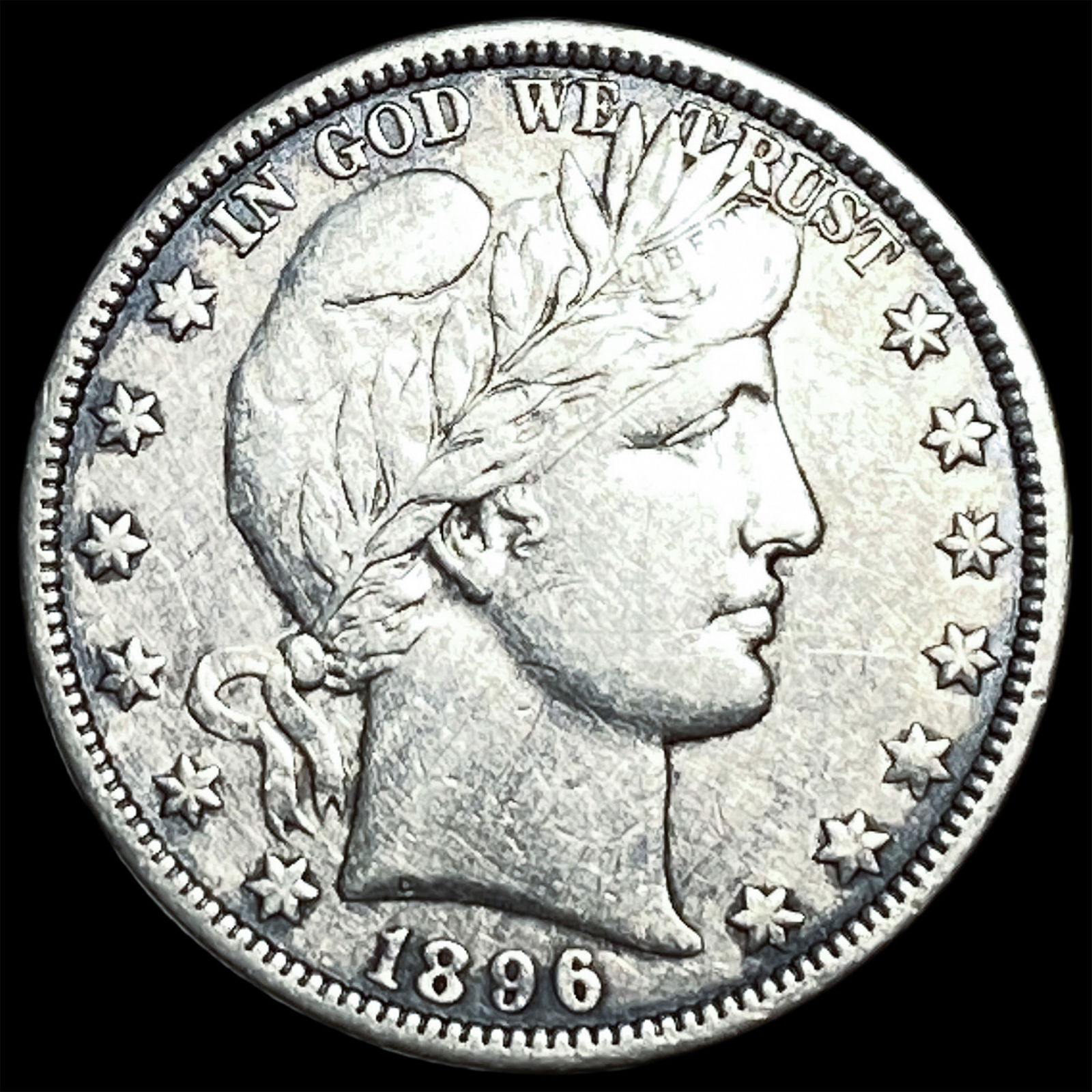 1896-O Silver Barber Half Dollar ABOUT UNCIRCULATED (1 of 2)