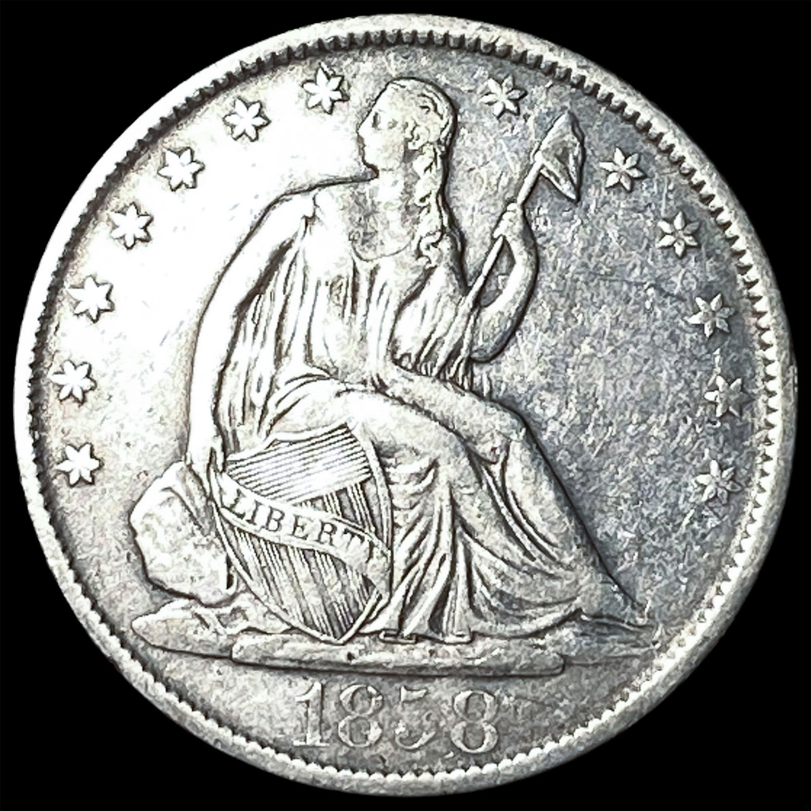 1858-O Silver Half Dollar ABOUT UNCIRCULATED: 1858-O Silver Half Dollar ABOUT UNCIRCULATED