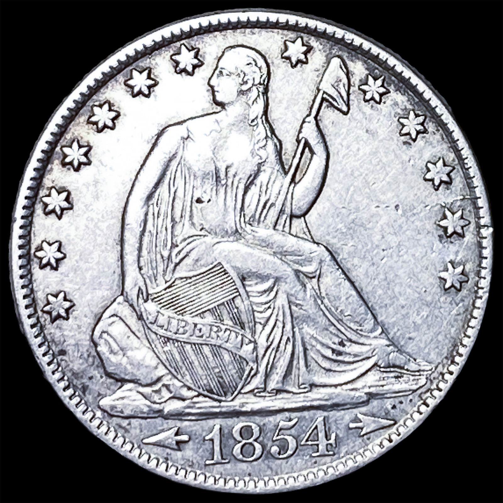 1854-O Silver Seated Liberty Half Dollar NEARLY UNCIRCULATED: 1854-O Silver Seated Liberty Half Dollar NEARLY UNCIRCULATED