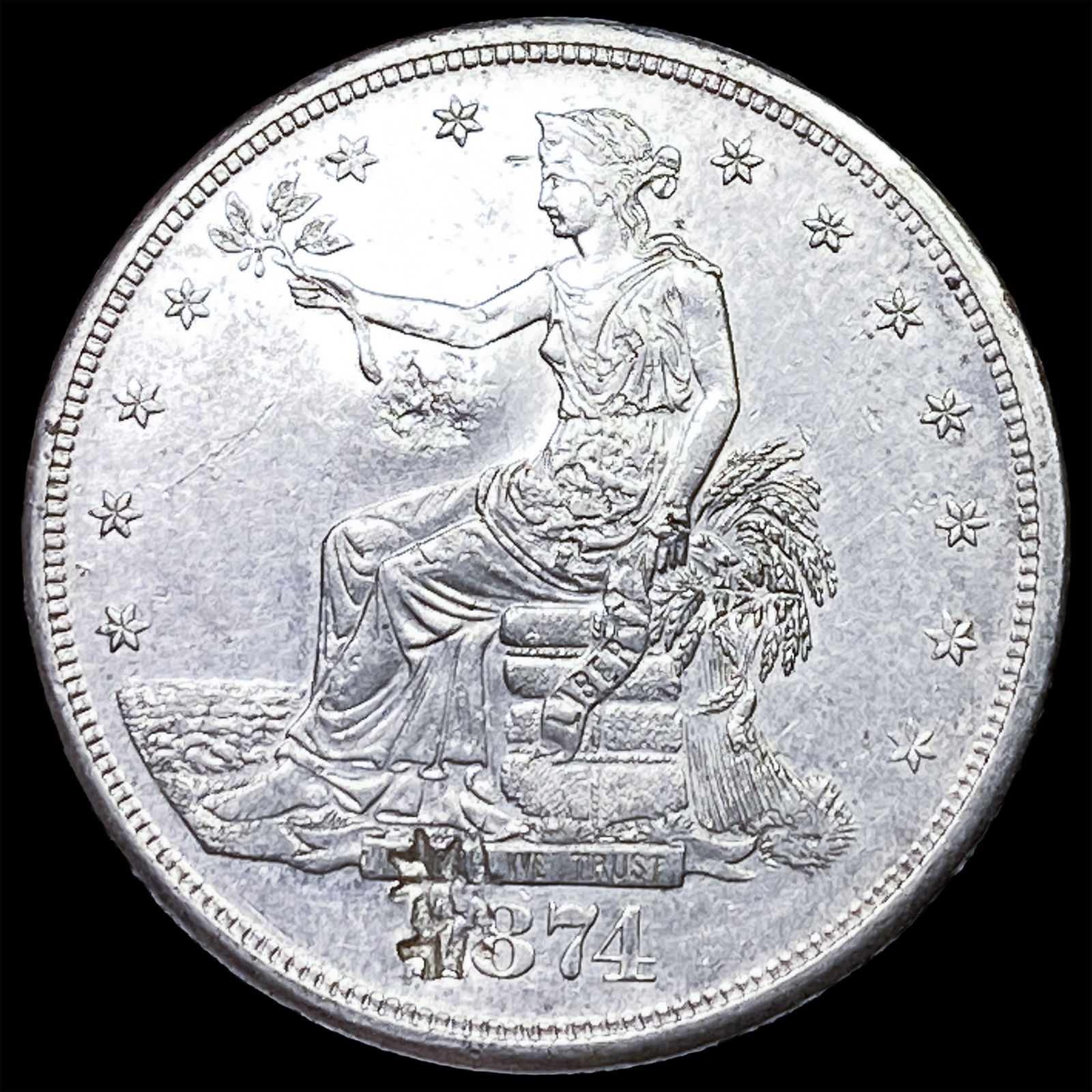 1874-S Silver Trade Dollar CLOSELY UNCIRCULATED: 1874-S Silver Trade Dollar CLOSELY UNCIRCULATED