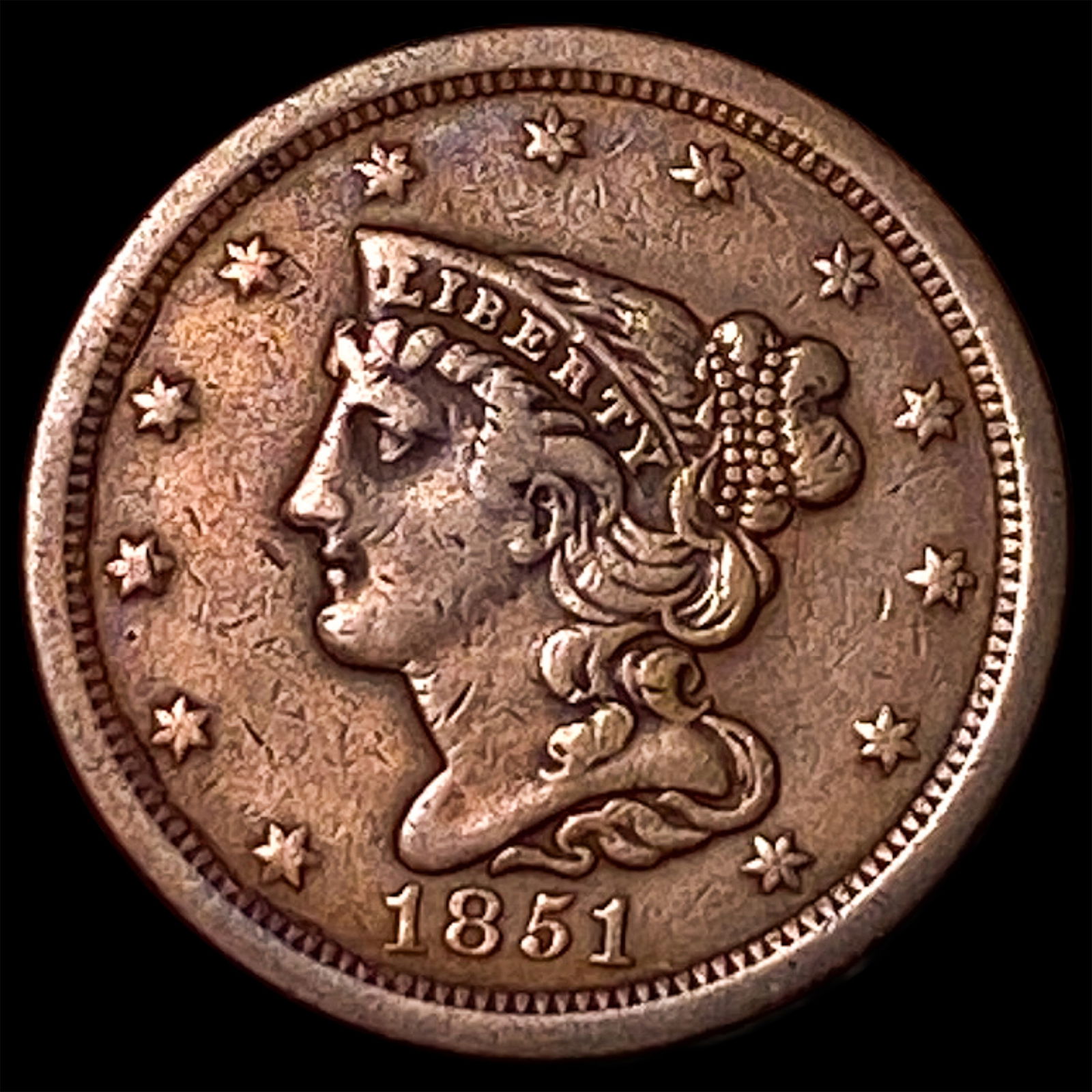 1851 Braided Hair Half Cent ABOUT UNCIRCULATED (1 of 2)