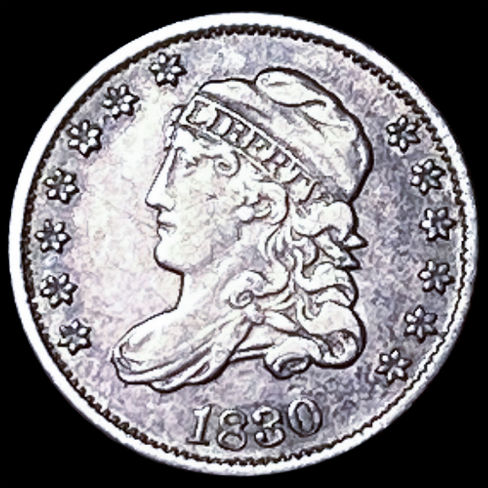 1830 Capped Bust Half Dime NEARLY UNCIRCULATED: 1830 Capped Bust Half Dime NEARLY UNCIRCULATED