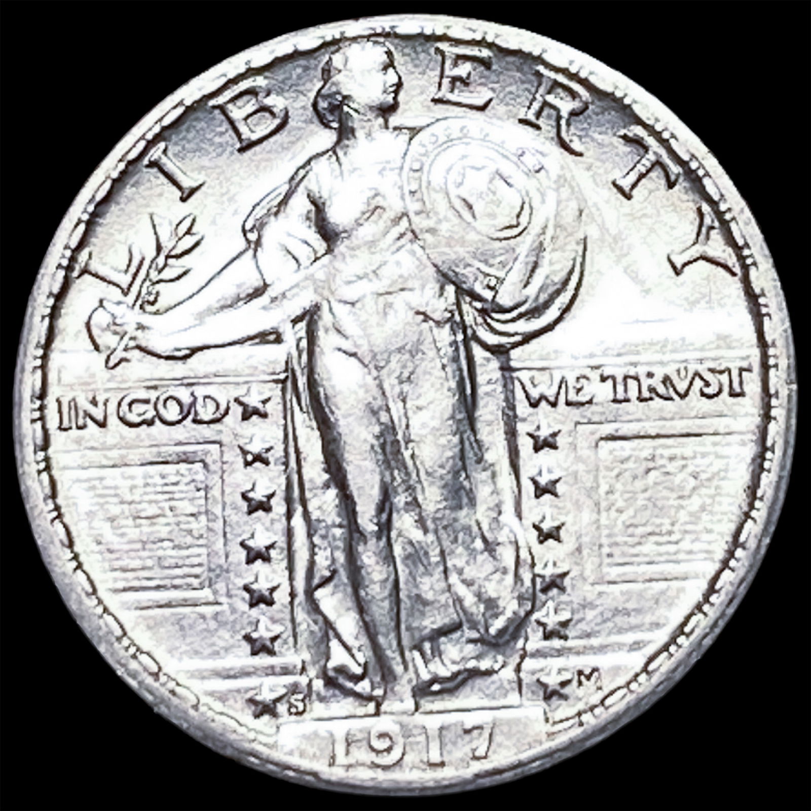 1917-S Silver Standing Liberty Quarter CLOSELY UNCIRCULATED: 1917-S Silver Standing Liberty Quarter CLOSELY UNCIRCULATED