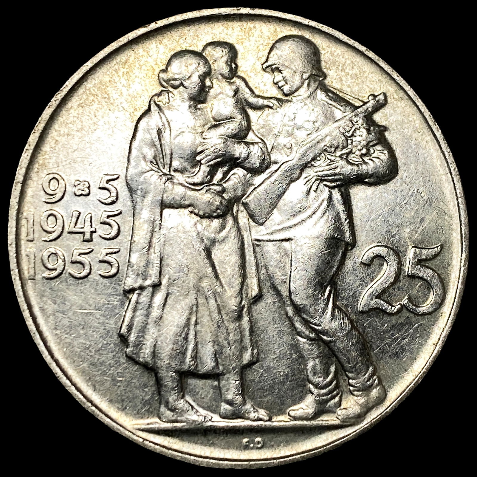 1955 Czechoslovakia Silver 25 Korun UNCIRCULATED: 1955 Czechoslovakia Silver 25 Korun UNCIRCULATED