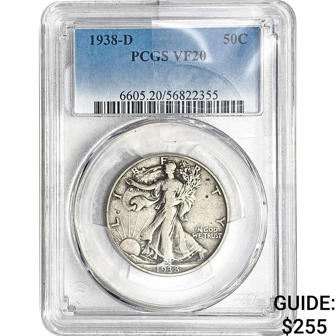 1938-D Walking Liberty Half Dollar PCGS VF20: 1938-D Walking Liberty Half Dollar PCGS VF20
