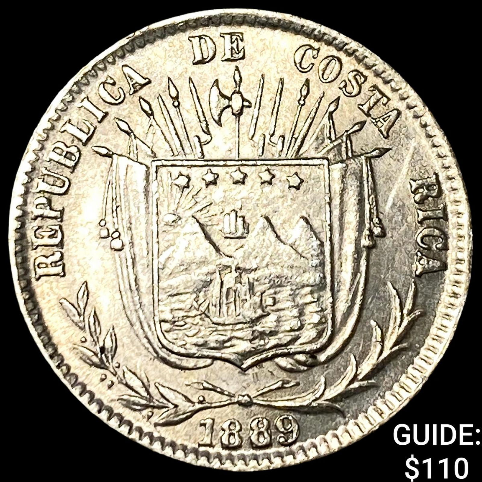 1889 Costa Rica 10 Centavos UNCIRCULATED (1 of 2)