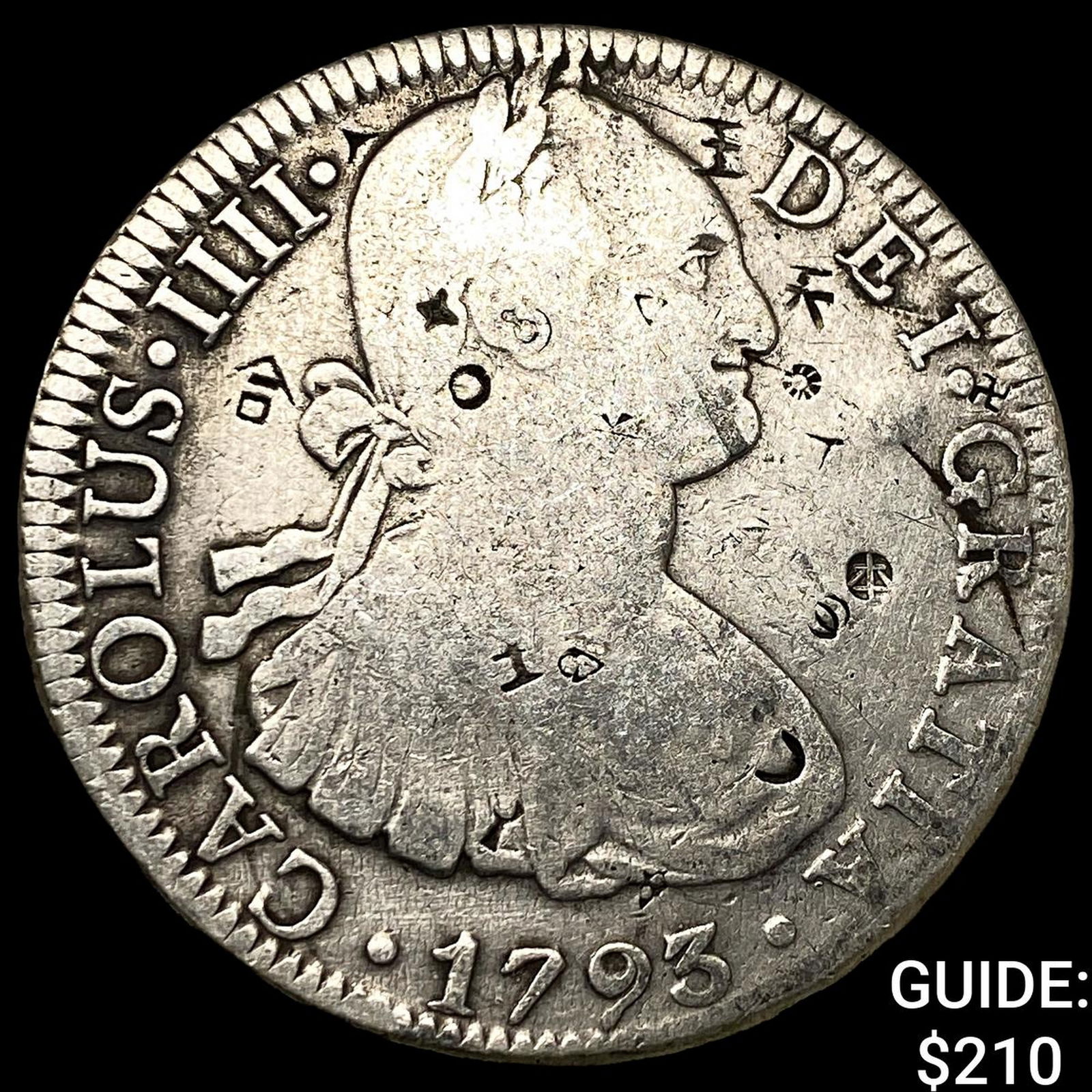 1793 Mexico Silver 8 Reales Chopmarked NEARLY UNCIRCULATED (1 of 2)