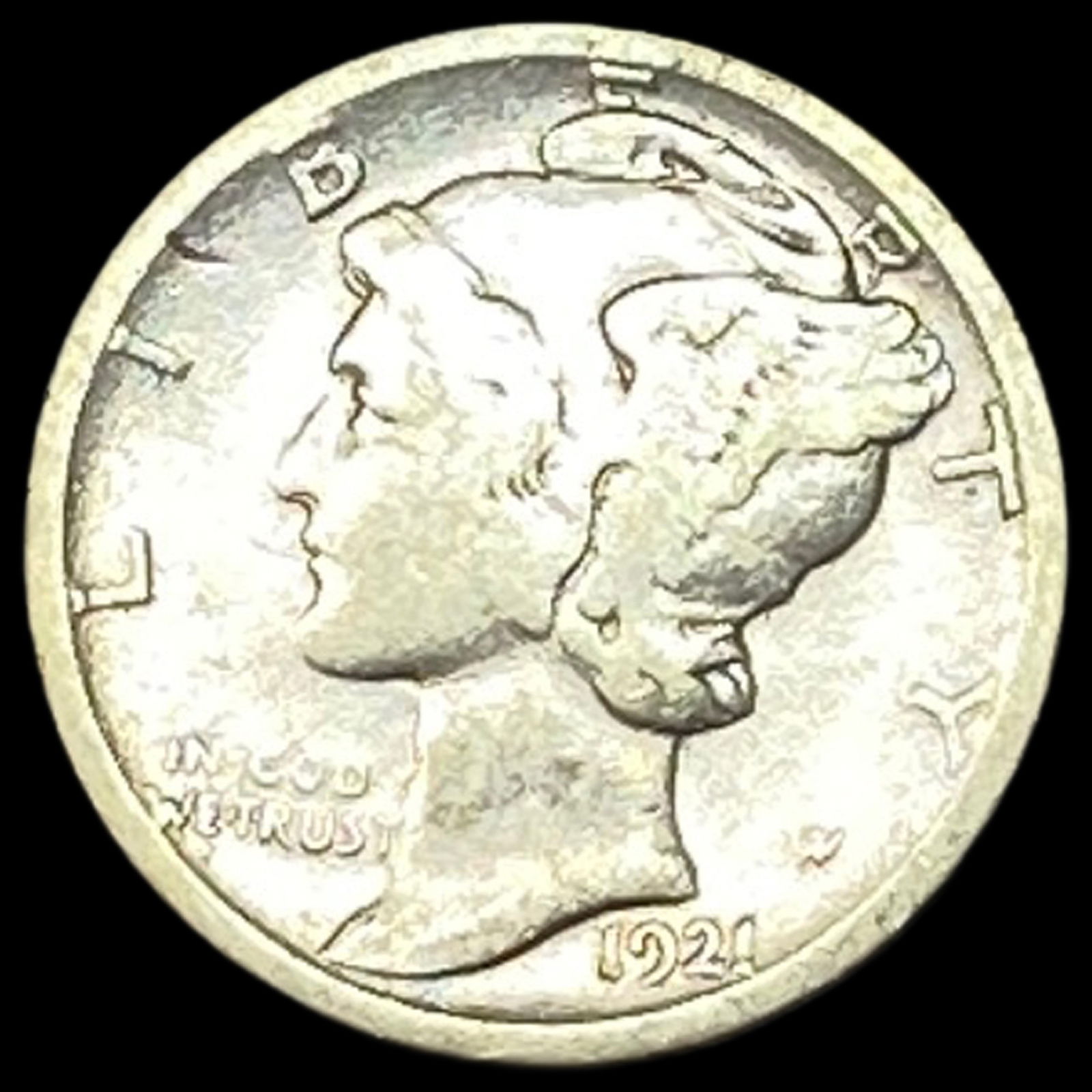 1921-D Silver Mercury Dime NICELY CIRCULATED: 1921-D Silver Mercury Dime NICELY CIRCULATED