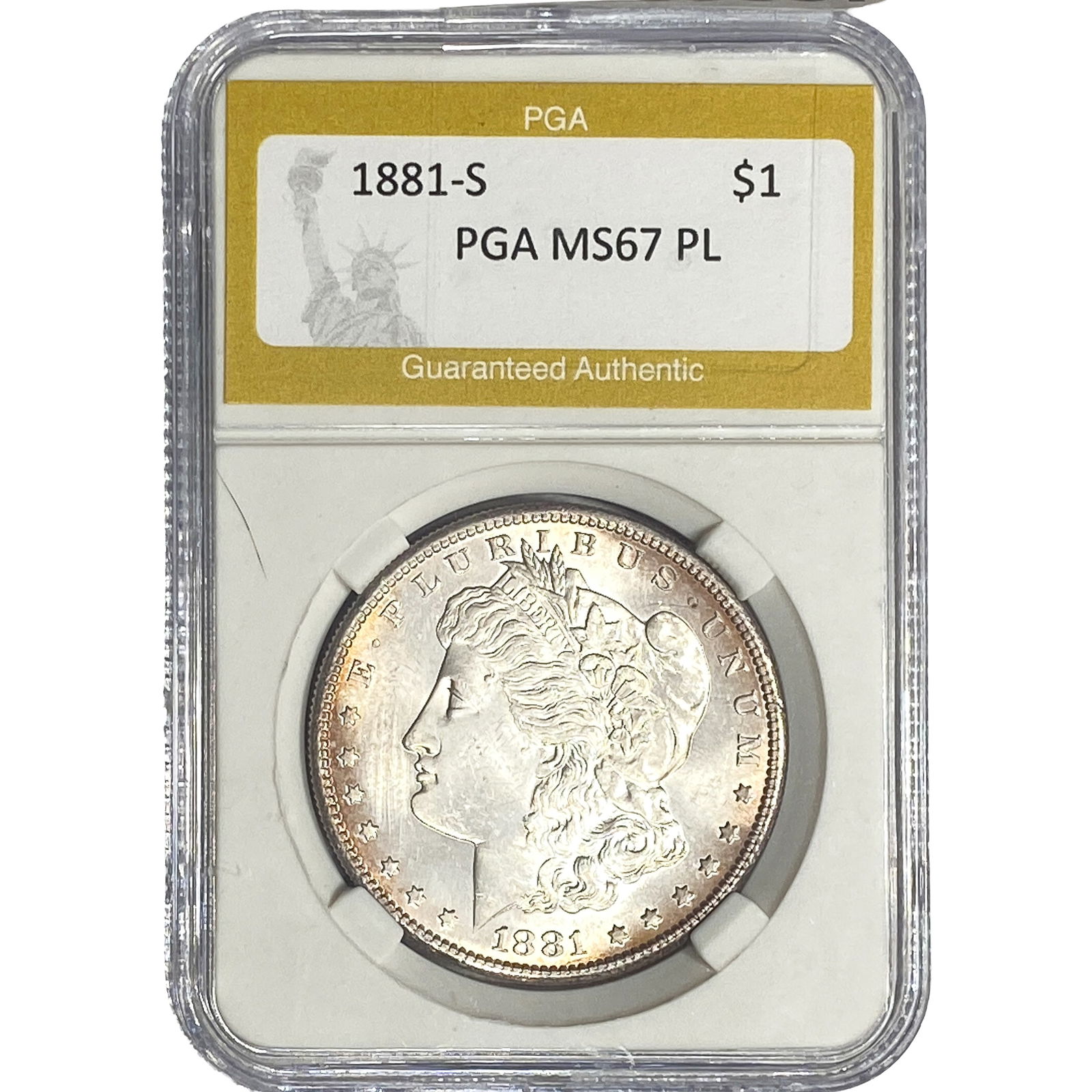 1881-S Morgan Silver Dollar PGA MS67 PL: 1881-S Morgan Silver Dollar PGA MS67 PL