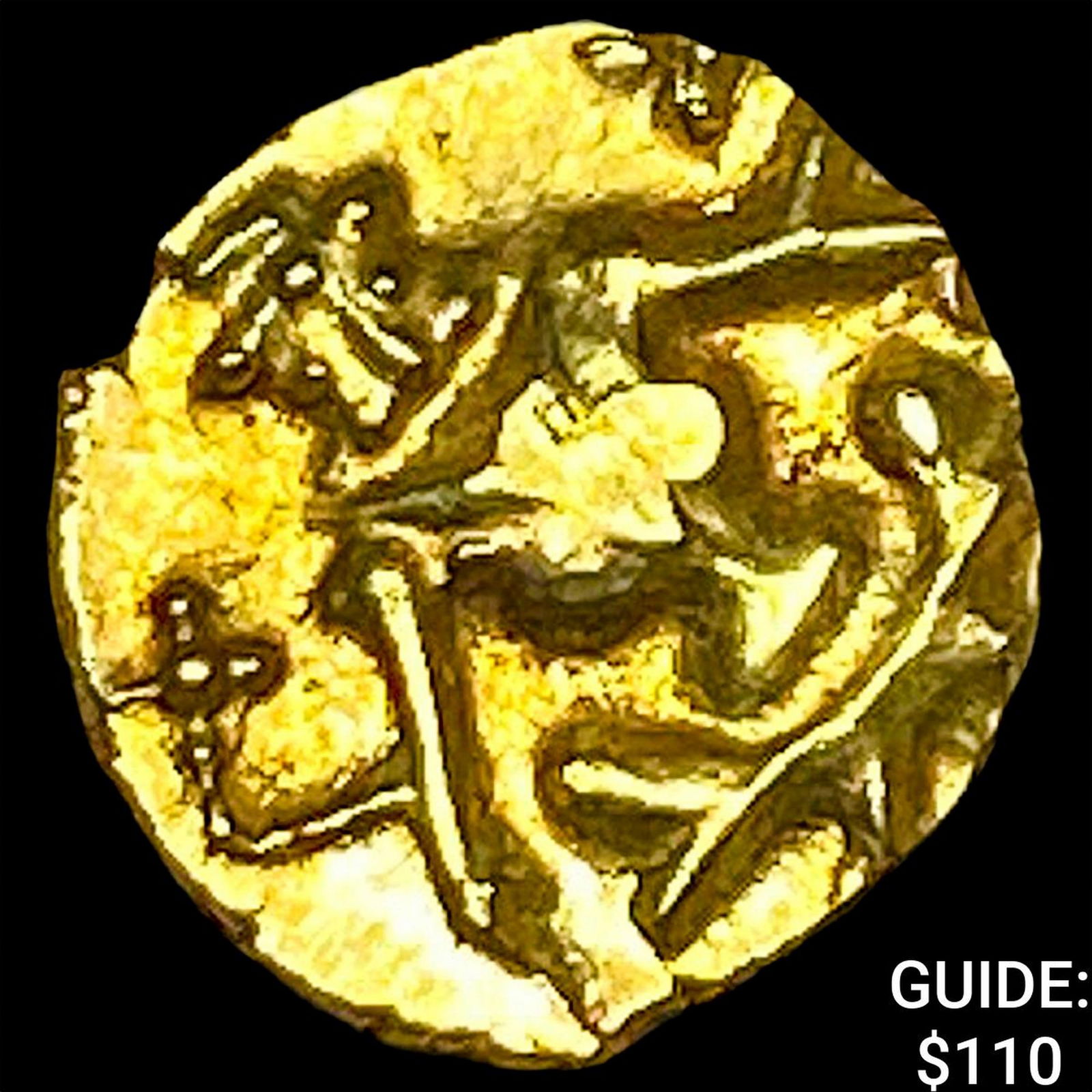 1600-1800 India .014oz Gold Fanam UNCIRCULATED: 1600-1800 India .014oz Gold Fanam UNCIRCULATED