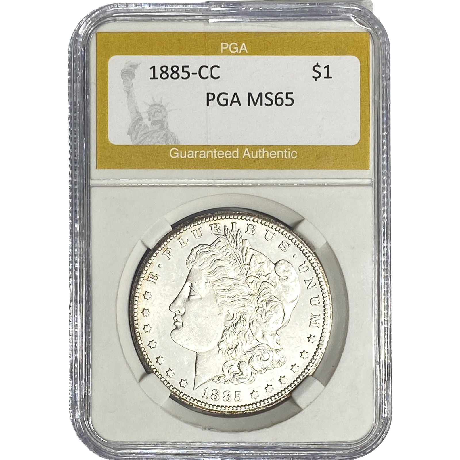 1885-CC Morgan Silver Dollar PGA MS65: 1885-CC Morgan Silver Dollar PGA MS65