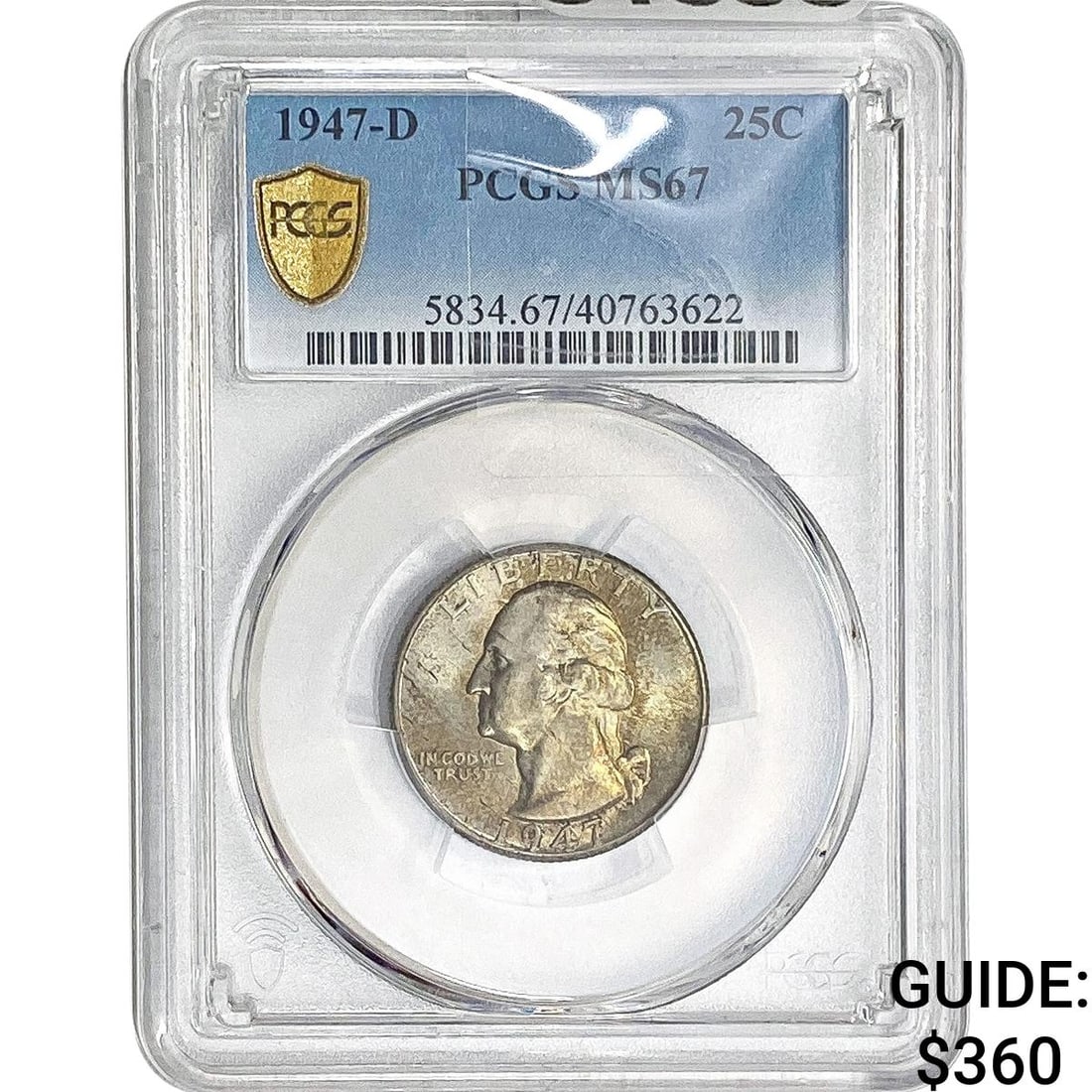 1947-D Washington Silver Quarter PCGS MS67: 1947-D Washington Silver Quarter PCGS MS67