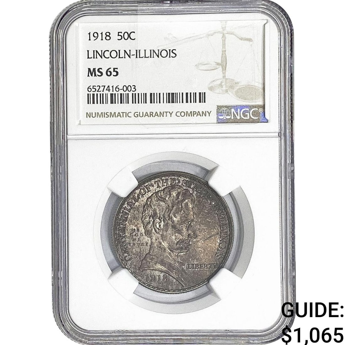 1918 Illinois Half Dollar NGC MS65: 1918 Illinois Half Dollar NGC MS65