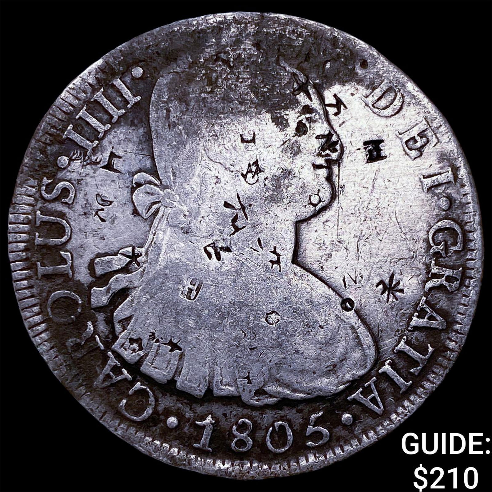 1805 Mexico Silver 8 Reales Chopmarked NEARLY UNCIRCULATED: 1805 Mexico Silver 8 Reales Chopmarked NEARLY UNCIRCULATED