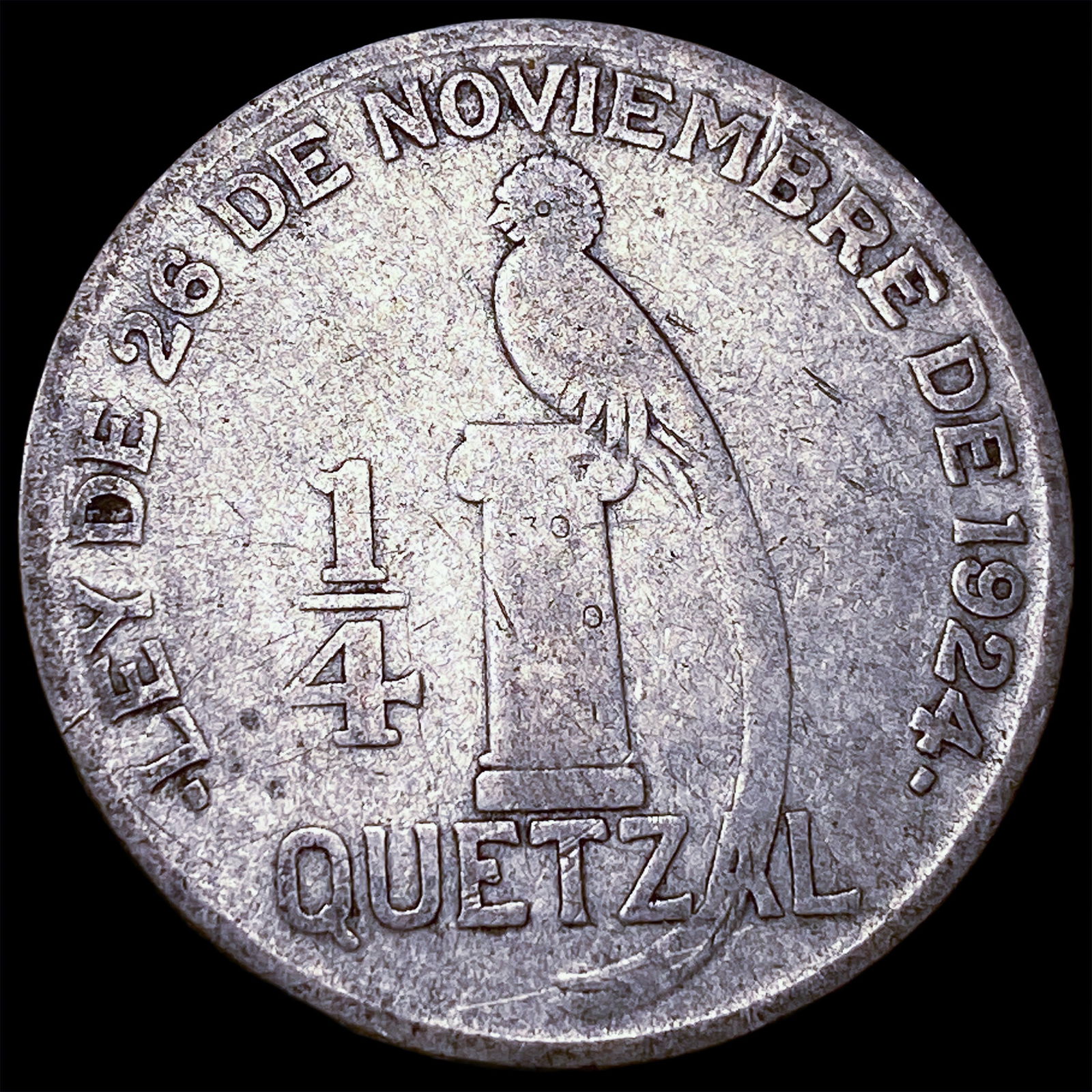 1926 Guatemala Silver 1/4 Quetzal CLOSELY UNCIRCULATED (1 of 2)