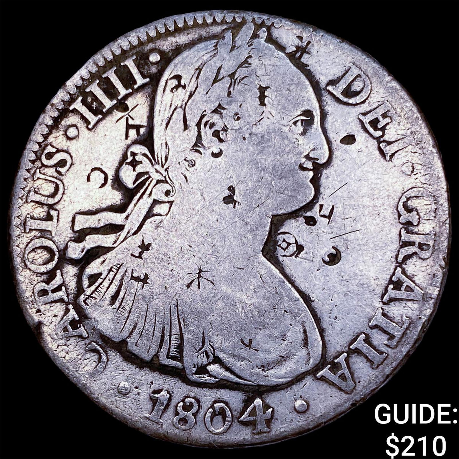 1804 Mexico Silver 8 Reales Chopmarked NEARLY UNCIRCULATED: 1804 Mexico Silver 8 Reales Chopmarked NEARLY UNCIRCULATED