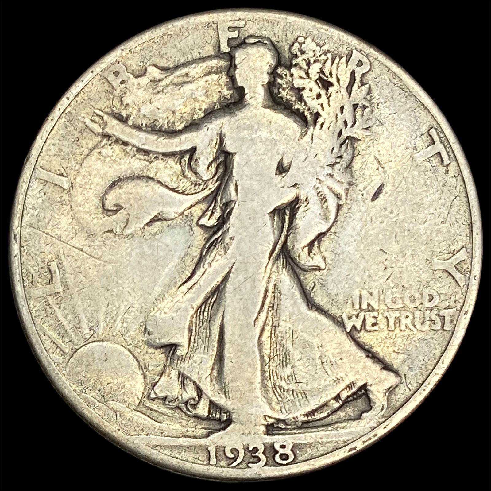 1938-D Silver Walking Liberty Half Dollar NICELY CIRCULATED (1 of 2)