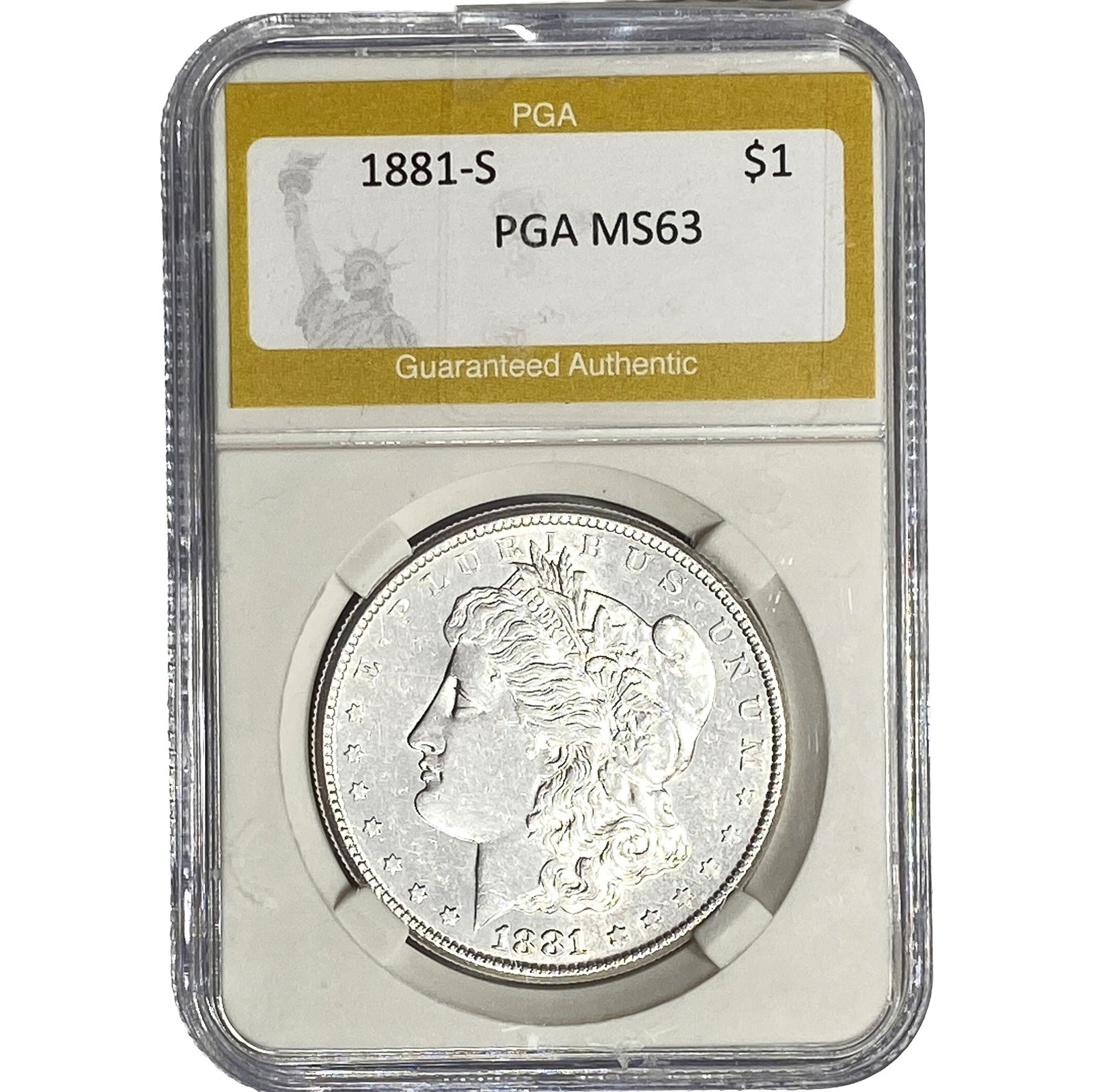 1881-S Morgan Silver Dollar PGA MS63: 1881-S Morgan Silver Dollar PGA MS63