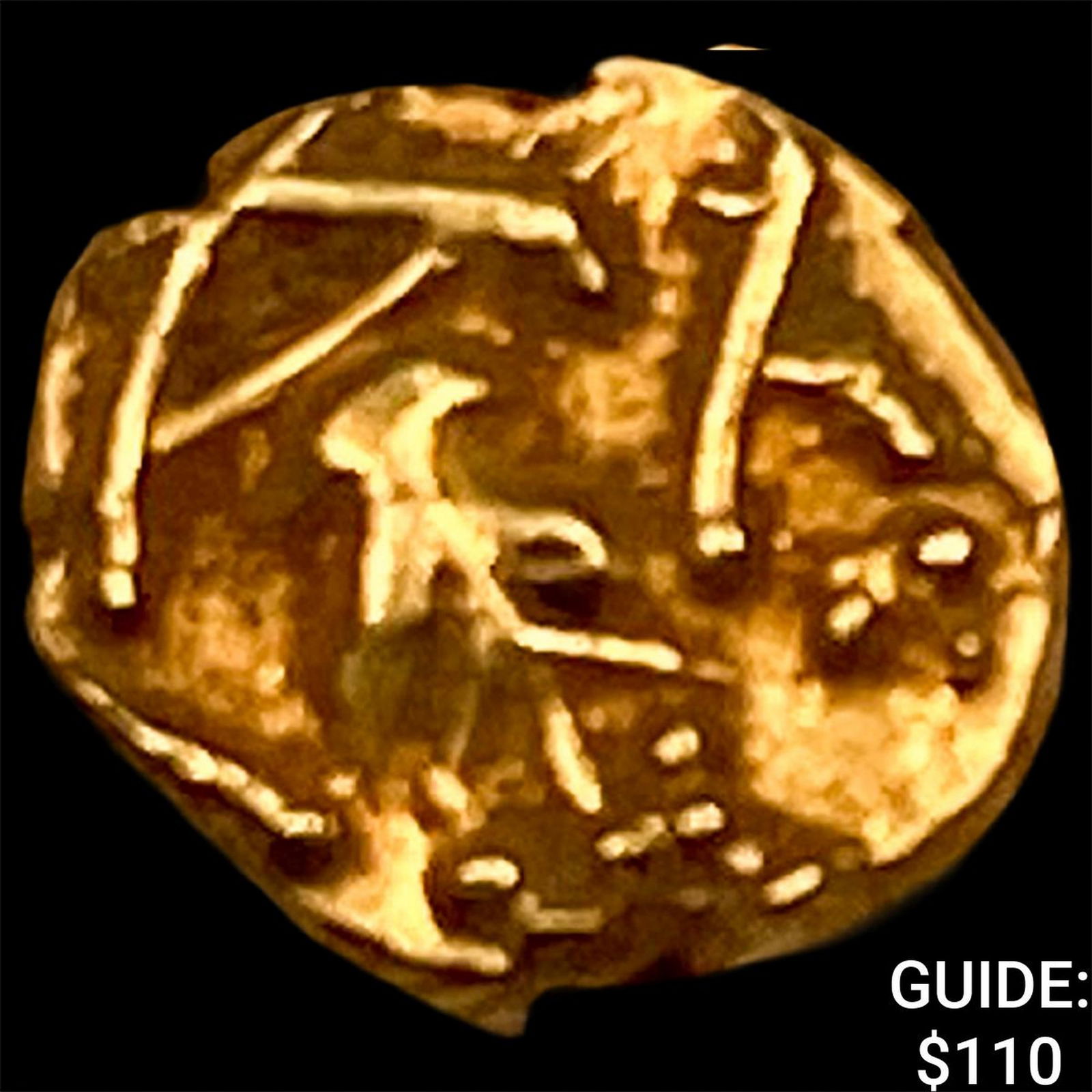 1600-1800 India .014oz Gold Fanam UNCIRCULATED: 1600-1800 India .014oz Gold Fanam UNCIRCULATED