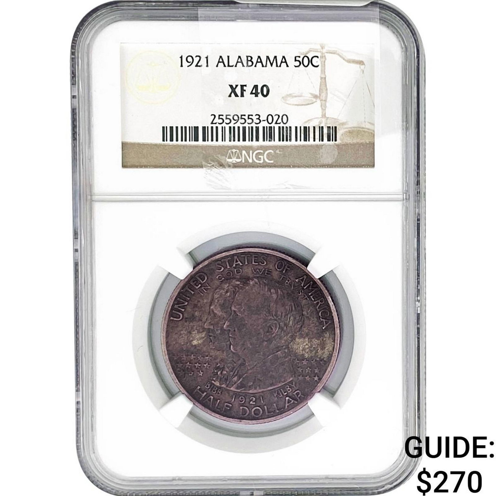 1921 Alabama Half Dollar NGC XF40: 1921 Alabama Half Dollar NGC XF40