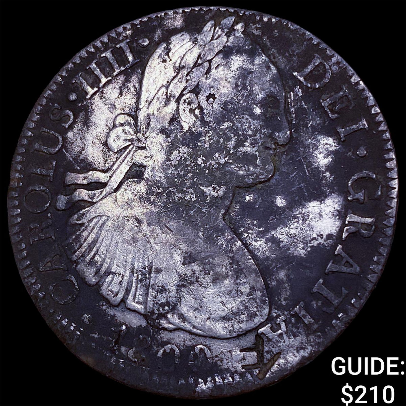 1800 Colonial Spain Silver 8 Reales Chopmarks NEARLY UNCIRCULATED: 1800 Colonial Spain Silver 8 Reales Chopmarks NEARLY UNCIRCULATED