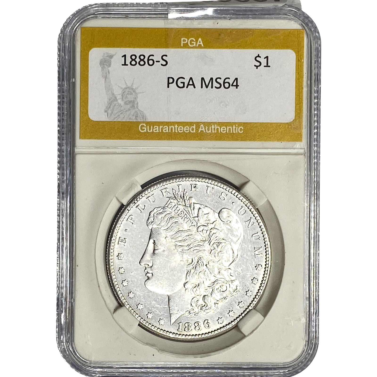 1886-S Morgan Silver Dollar PGA MS64: 1886-S Morgan Silver Dollar PGA MS64