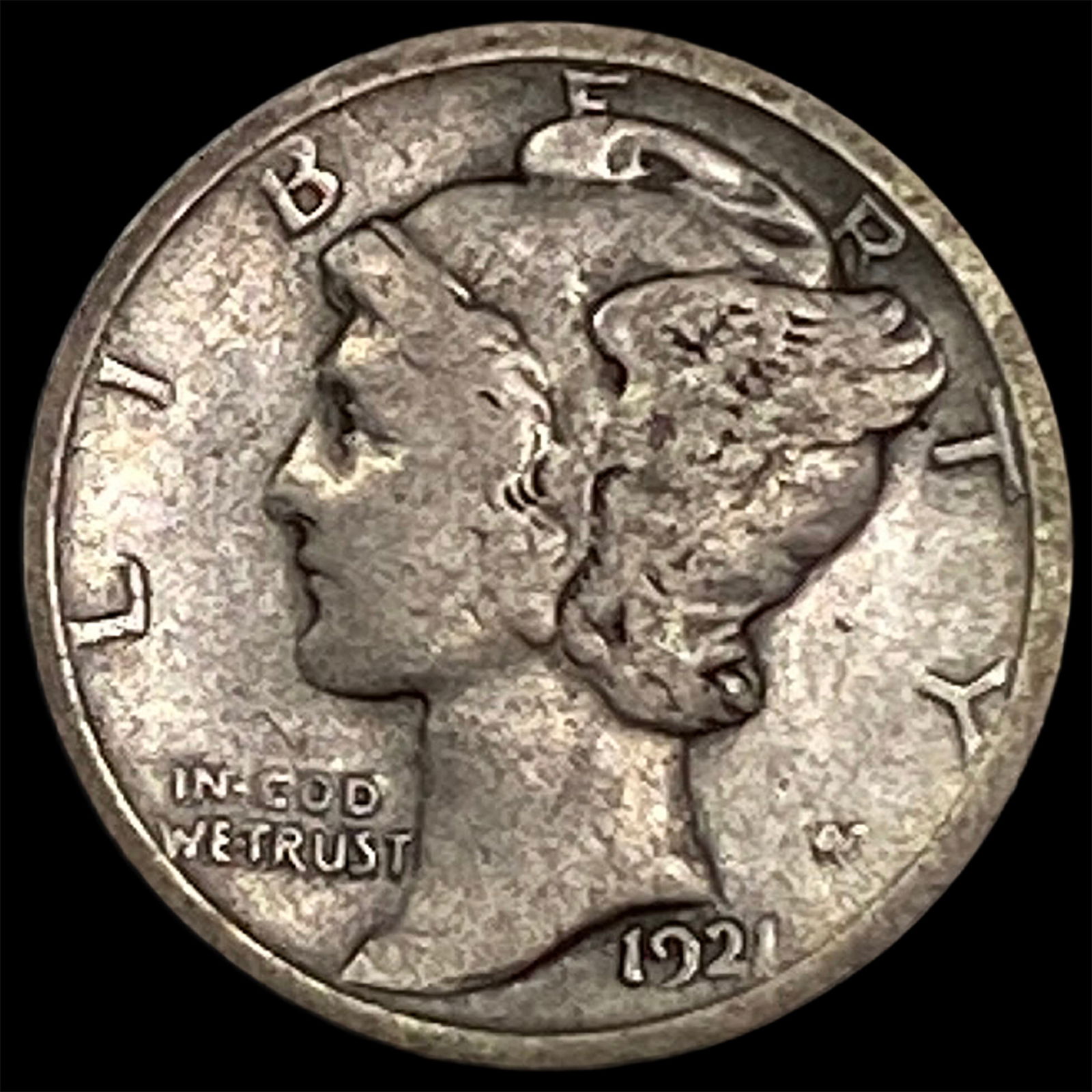 1921 Silver Mercury Dime NICELY CIRCULATED (1 of 2)