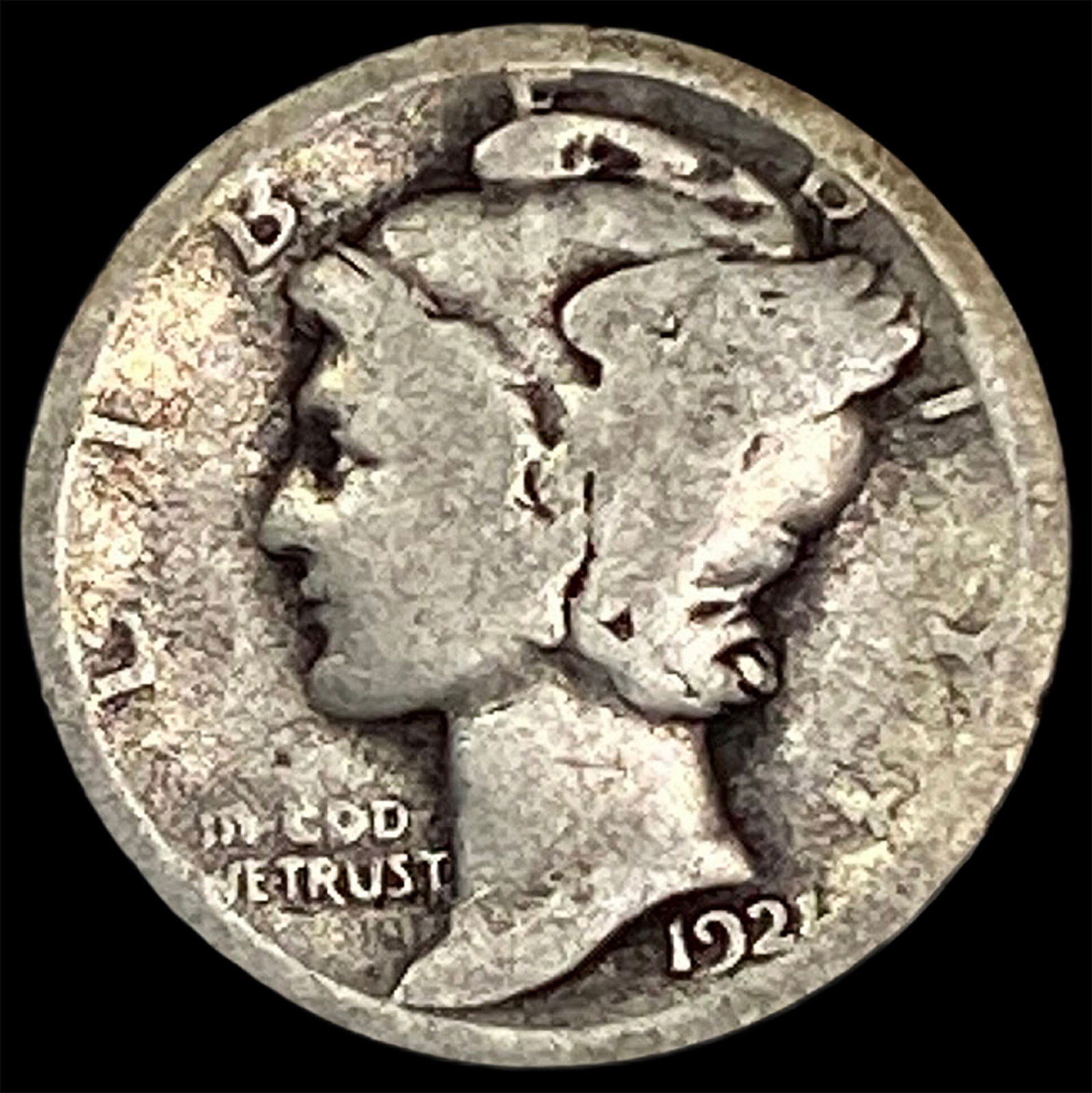 1921 Silver Mercury Dime NICELY CIRCULATED (1 of 2)